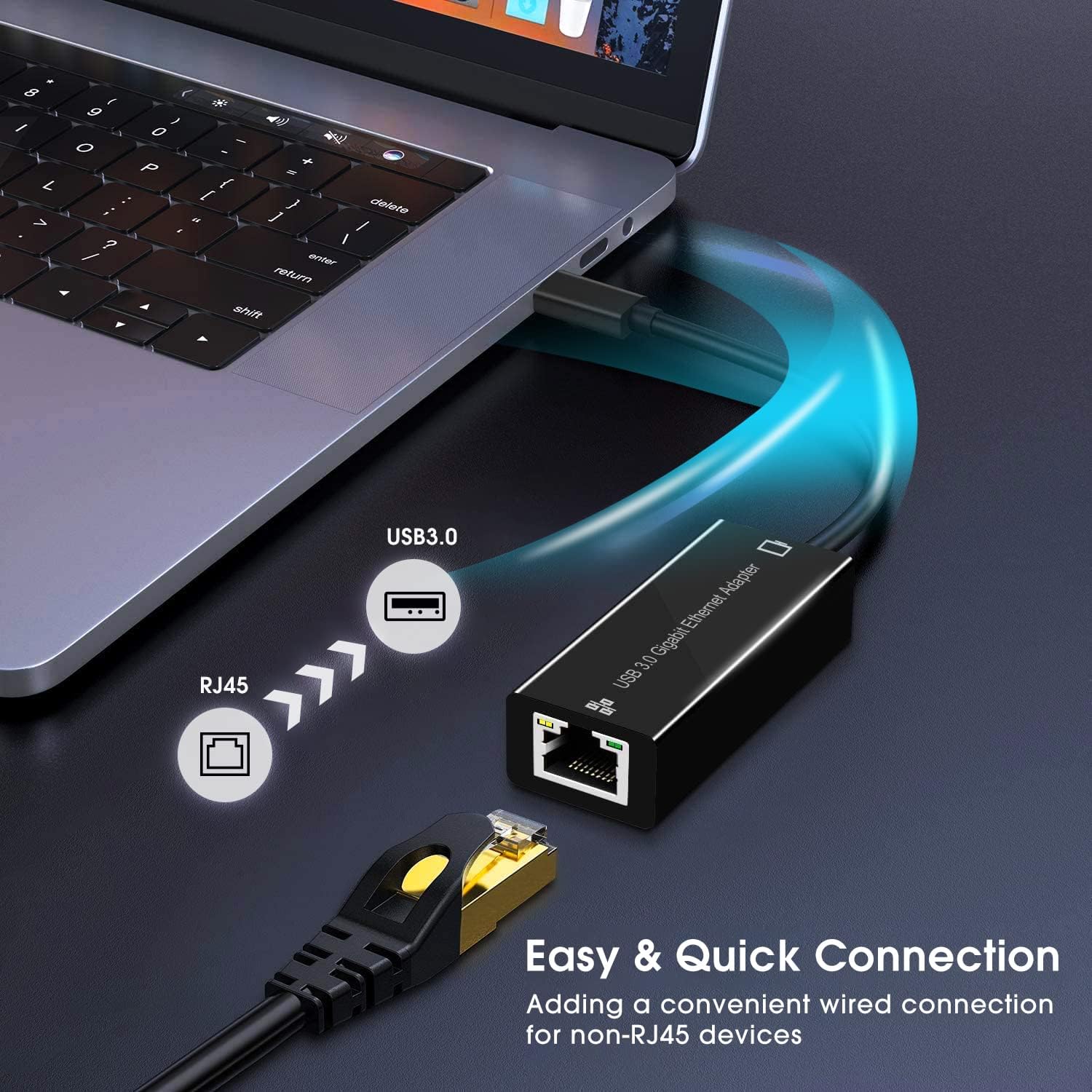 Rybozen Ethernet Adapter USB 2.0 to Network RJ45 LAN Wired Adapter Compatible for 10/100 Mbps Windows, MacBook, Mac OS, Surface, Chromebook, Linux