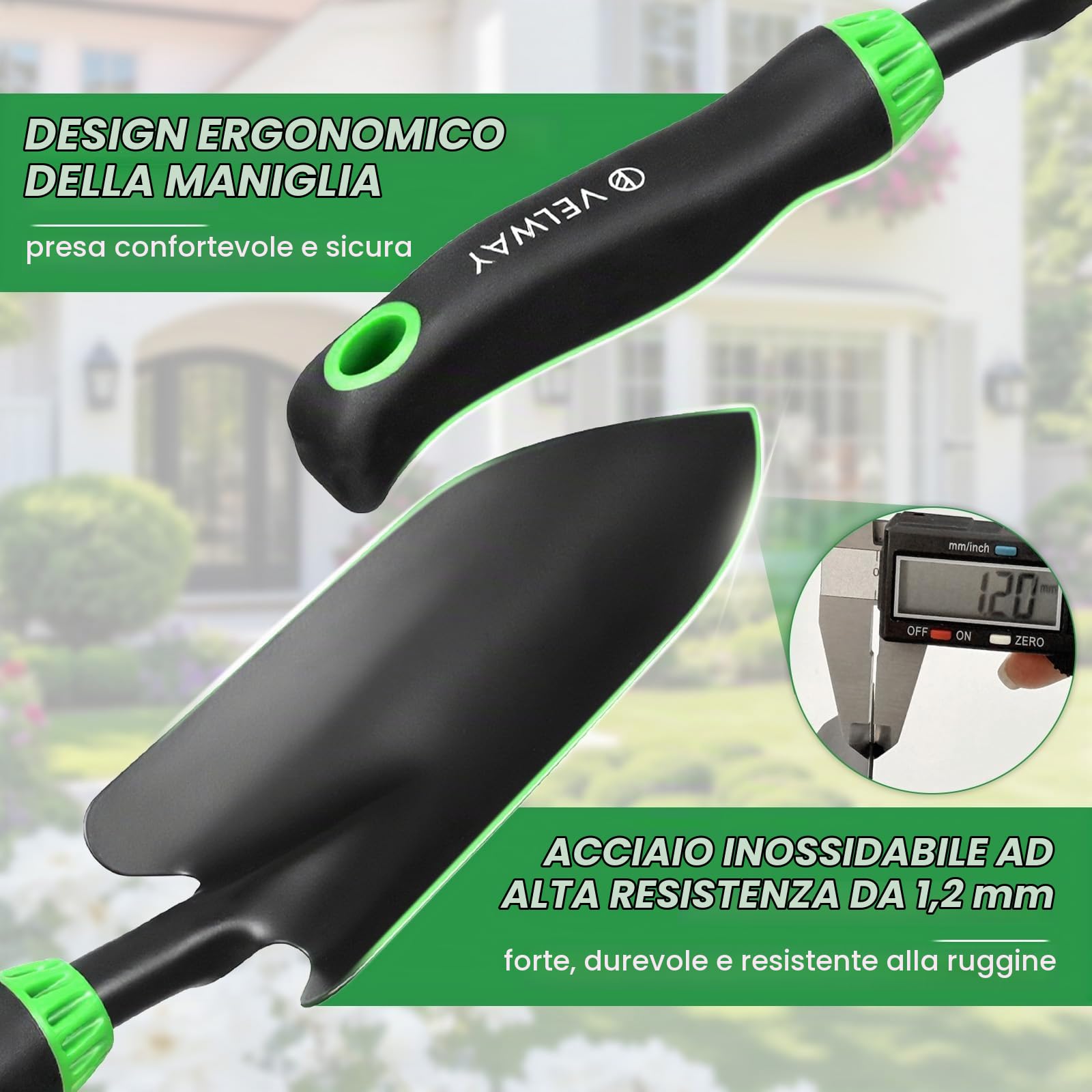 Velway Set Attrezzi Giardinaggio 11 Pezzi in Acciaio Inox Antiruggine