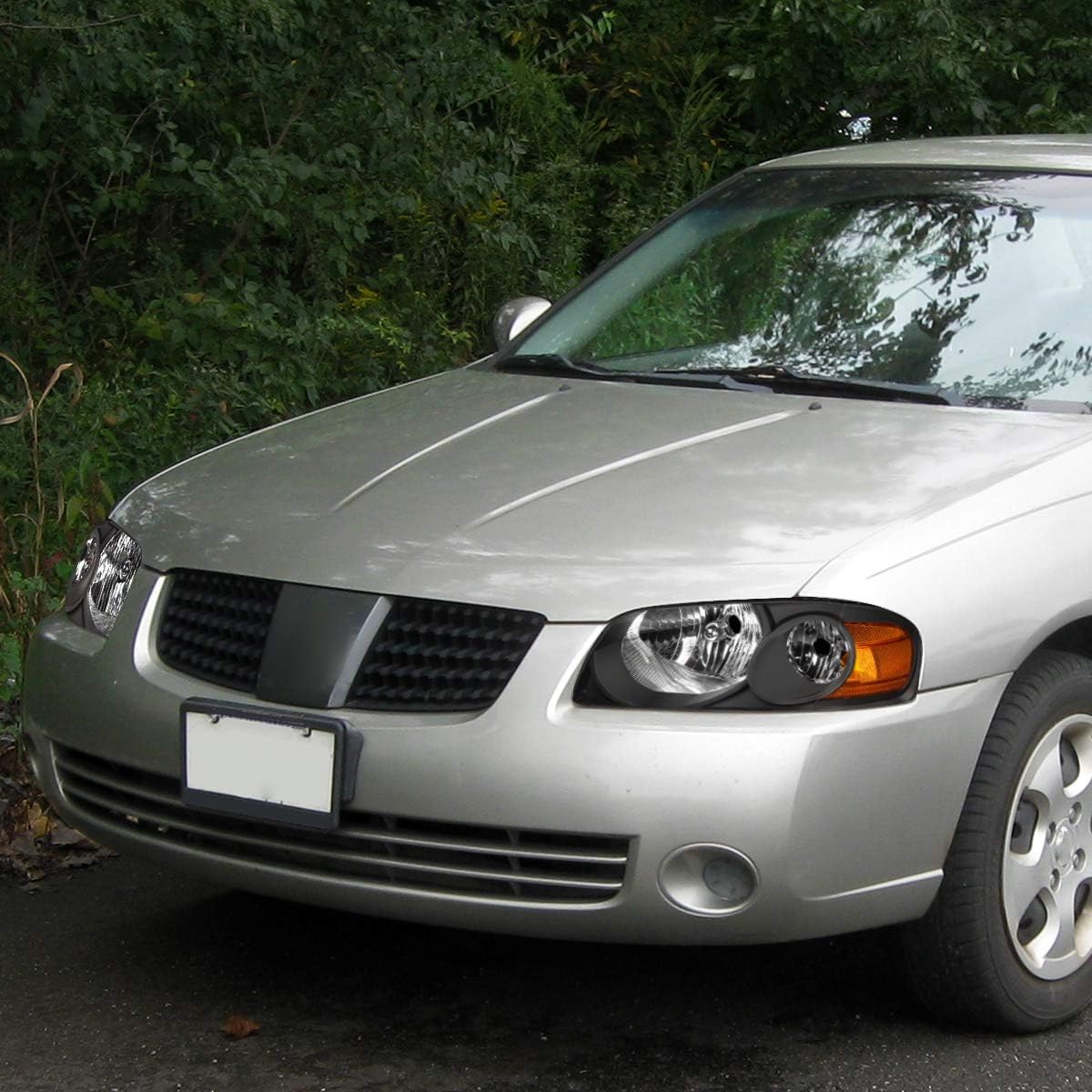 Auto Dynasty Headlight Lamp Compatible with Sentra 04-06, NI2503151, OE Style Headlamp Replacement Passenger Right Side, Black Housing Amber Conner