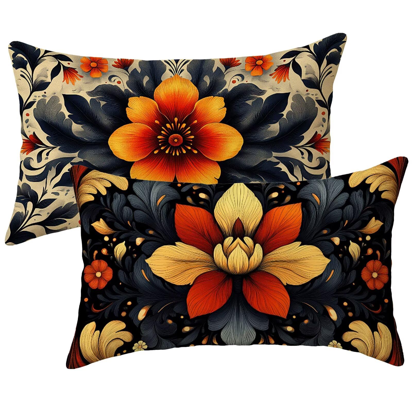 Housse coussin 40x80 cm lot de 2 imperméable bohême en velours pour jardin et salon