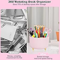 Vista 7 de Desk Organizers and Accessories Set with 360-Degree Rotating Pen Holder, Tape Dispenser, Stapler, Staple Remover, 1000 Staples, Tape, Clips Set