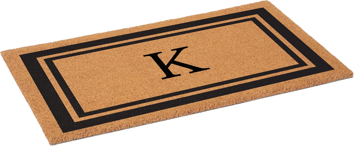 Calloway Mills 152962436K Black Border 24" x 36" Monogram Doormat, (Letter K)