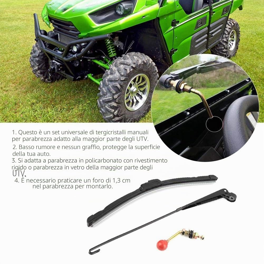 Qii lu UTV Spazzola tergicristallo manuale manuale, spazzola tergicristallo universale