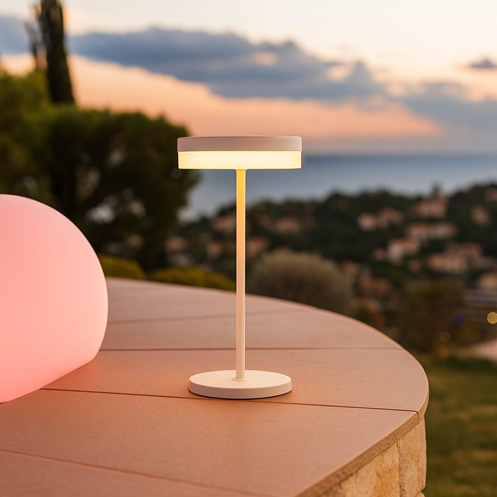 Lumisky Lampada da tavolo solare LED bianco dimmerabile VIVIA MINI WHITE SOLAR H27cm