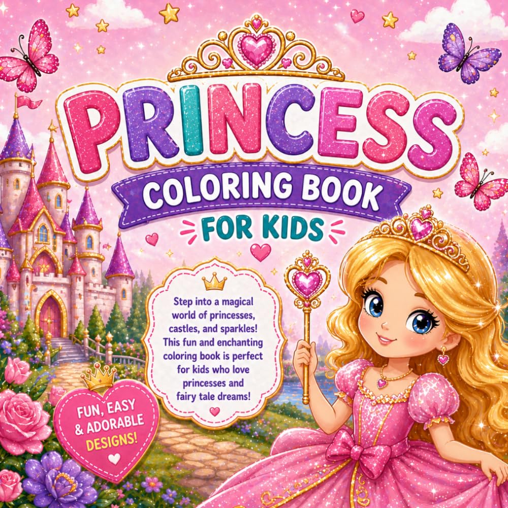 Princess Coloring Book Ages 4-8: Princesses, Castles, Unicorns & Much More!