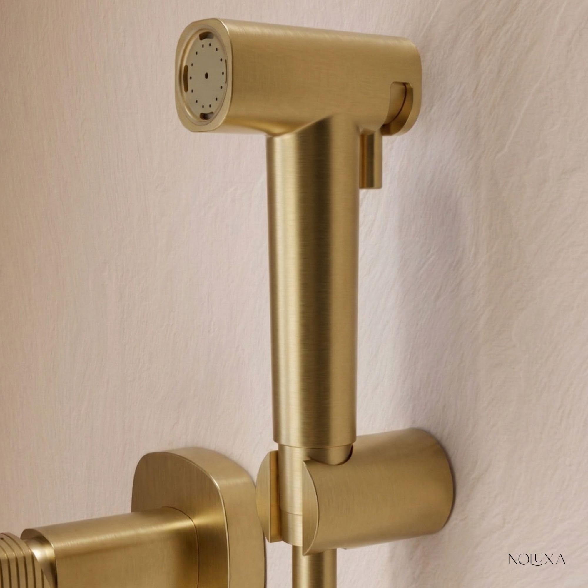IMEX Bidet prysznic z ciepłą i zimną wodą w kolorze złotym. Bidet do zabudowy kran do toalety ze szczotkowanego złota, higieniczna pojedyncza rączka do toalety, zamiennik kranu bidetowego, seria