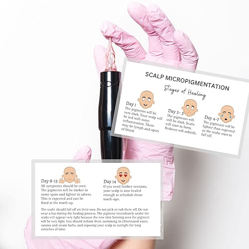 Miniatura 8 de Tarjetas de cuidados posteriores a las etapas de micropigmentación del cuero cabelludo  Paquete de 50 tarjetas de 2 x 3.5 pulgadas  Microblading