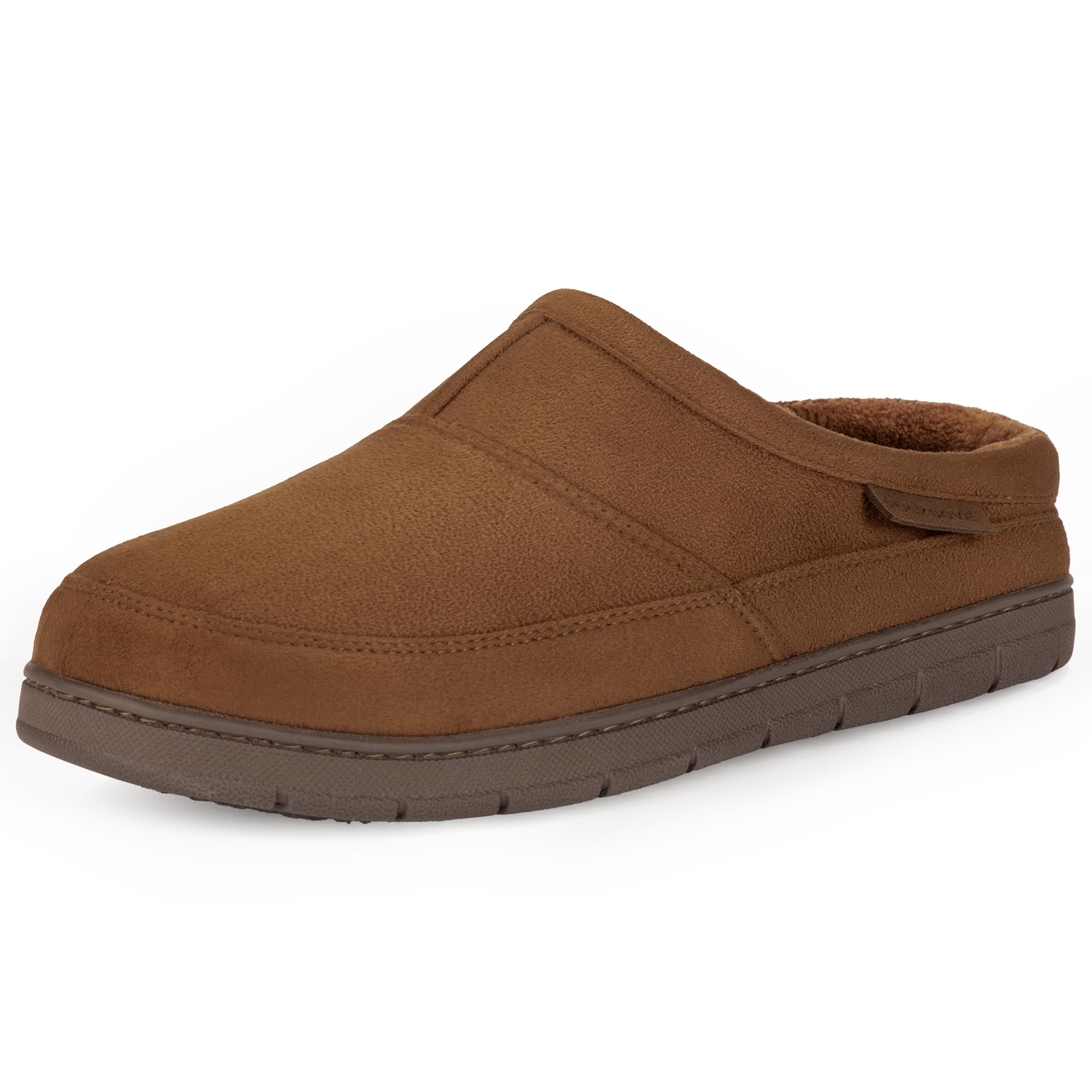 RockDove Men's SoftStride Faux Suede Memory Foam Mule Slipper with Indoor Outdoor Sole, Size 11-12 US Men, Tan