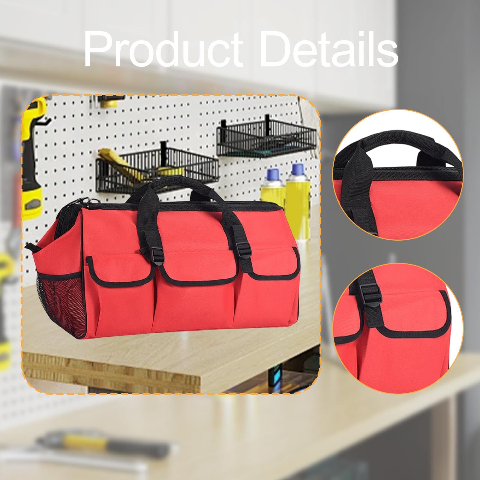 Bolsa de Almacenamiento de Herramientas Portátil con Asa Y Boca Ancha para Suministros de Limpieza.