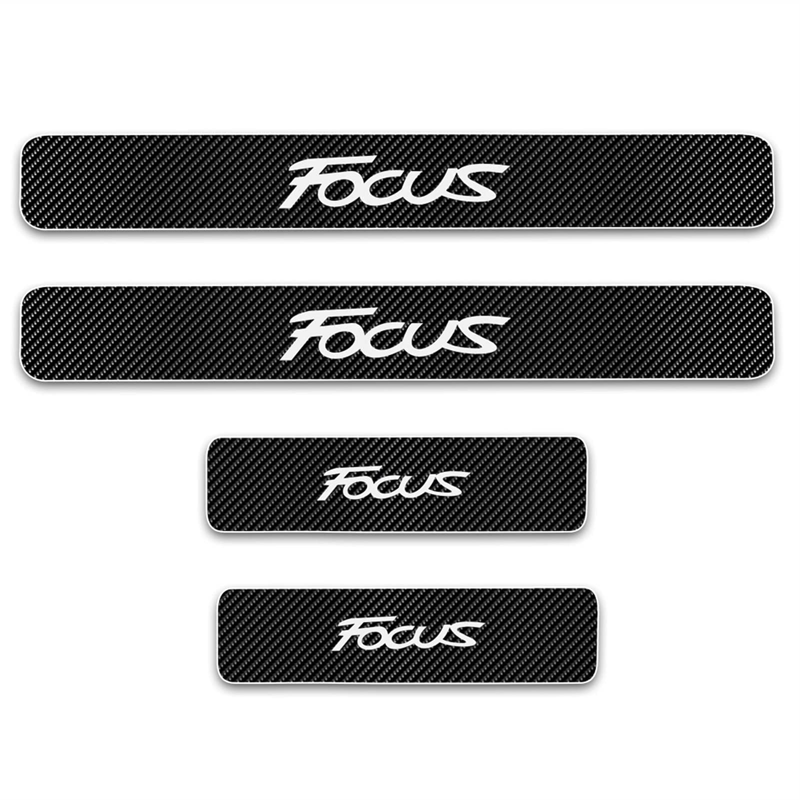 Eagleg White 4 Pcs Carbon Fiber Car Door Sill Protector Strips For Fo-Rd Focus, Welcome Pedal Guard Kick Plates Sticker Threshold Cover Auto Decorative Accessories,