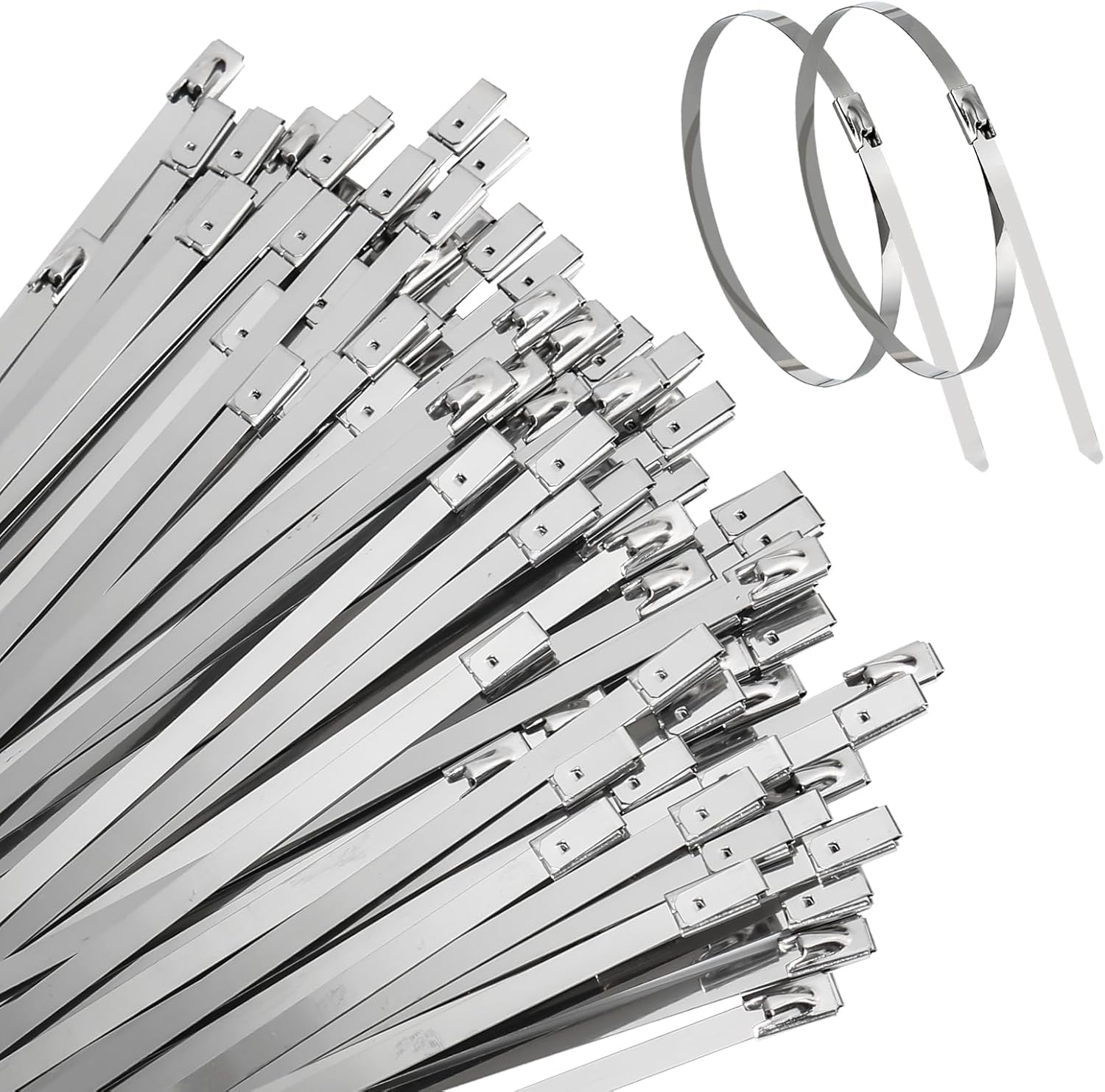 RECLUSE 5 PCS Stainless Steel Cable Zip Ties – Heavy Duty Self-Locking Metal Tie Wraps, Heat & UV Resistant, Anti-Slip Wire Organizer for Exhaust, Automotive, Fencing, Industrial & Home Use-image-49