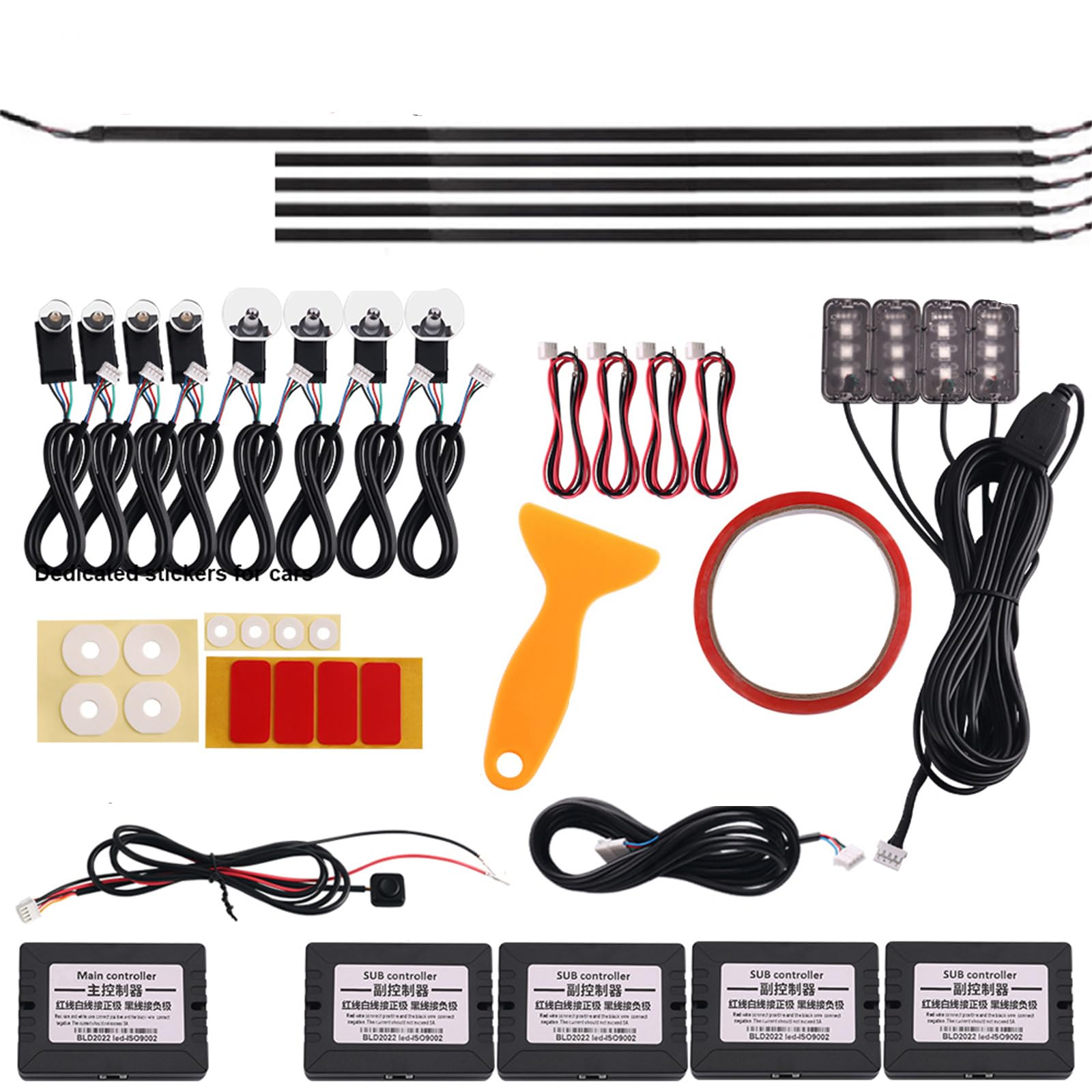 Control De Aplicación De Tira De Luz LED Ambiental para Automóvil, RGB Symphony Color 620 LED Kits De Iluminación Ambiental De Fibra Óptica,18 in 1