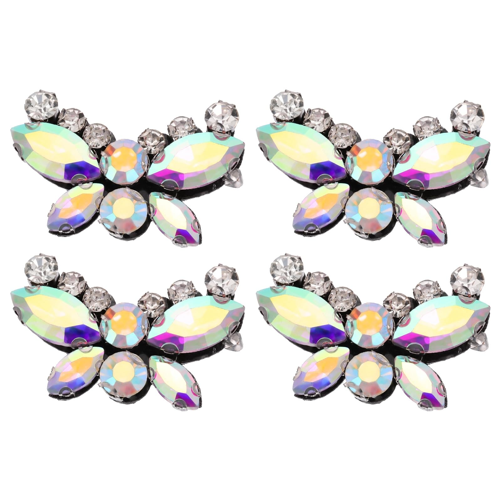 sourcing map 4Pcs Handmade Butterfly Beaded Patches, 1.57" x 1.08" Crystal Rhinestone Appliques Butterfly Patches Appliques Sew on Beaded Patch for Clothing DIY Sewing Accessories, AB