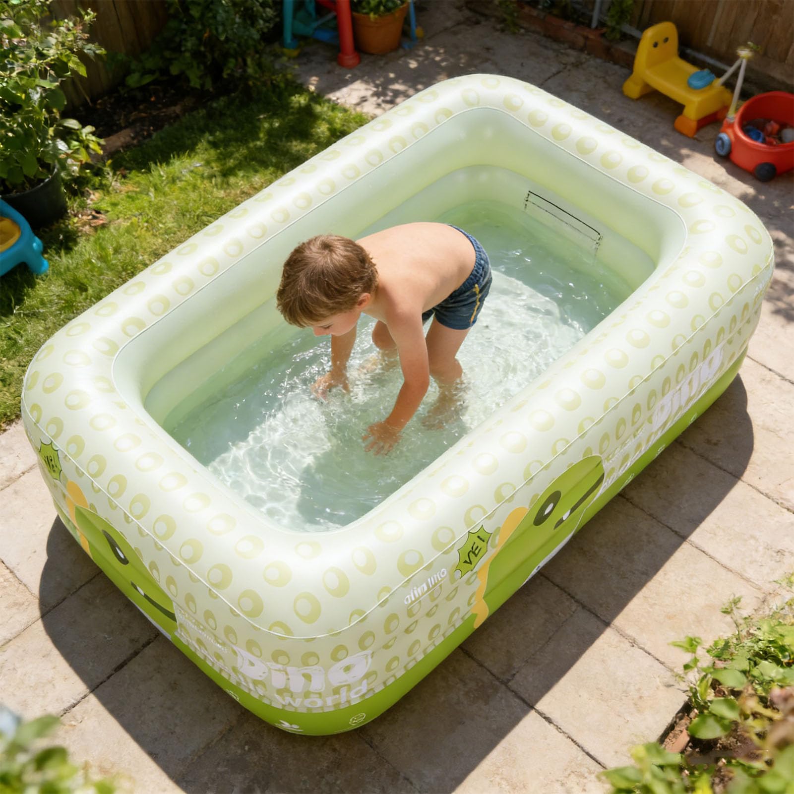 Piscine Gonflable en PVC épais, Design de Dinosaure, Piscine de Jeu pour Enfants, pour Fêtes Aquatiques, Jardin et Arrière-Cour, 180x130x56cm
