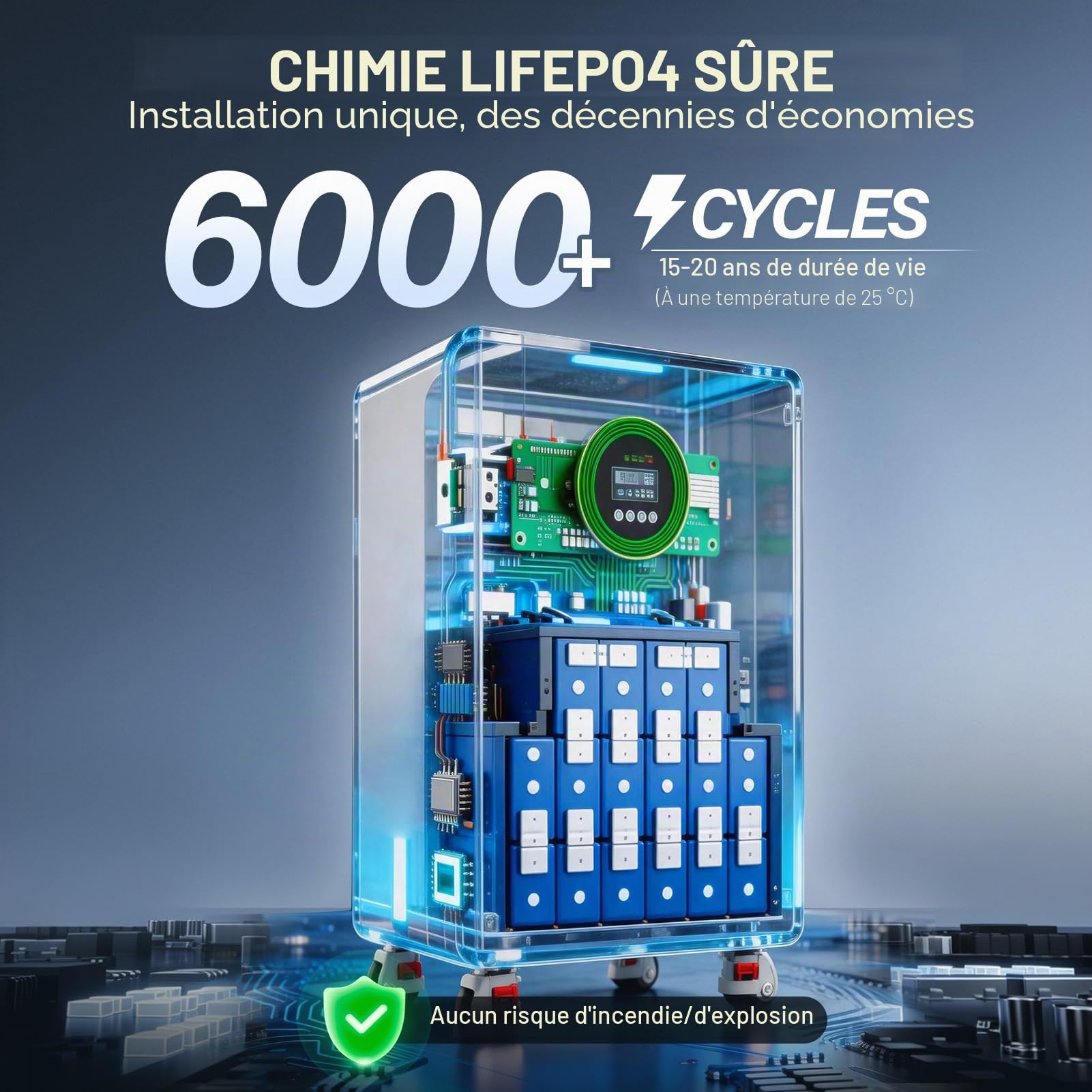 DATOUBOSS Batterie Lithium LiFePO4 Tout-en-Un 48V 102Ah 5,22kWh avec Onduleur Hybride 5000W 48V, Livré avec Module WiFi, 6000+ Cycles, Système de Stockage d’Énergie Solaire à Domicile Plug & Play