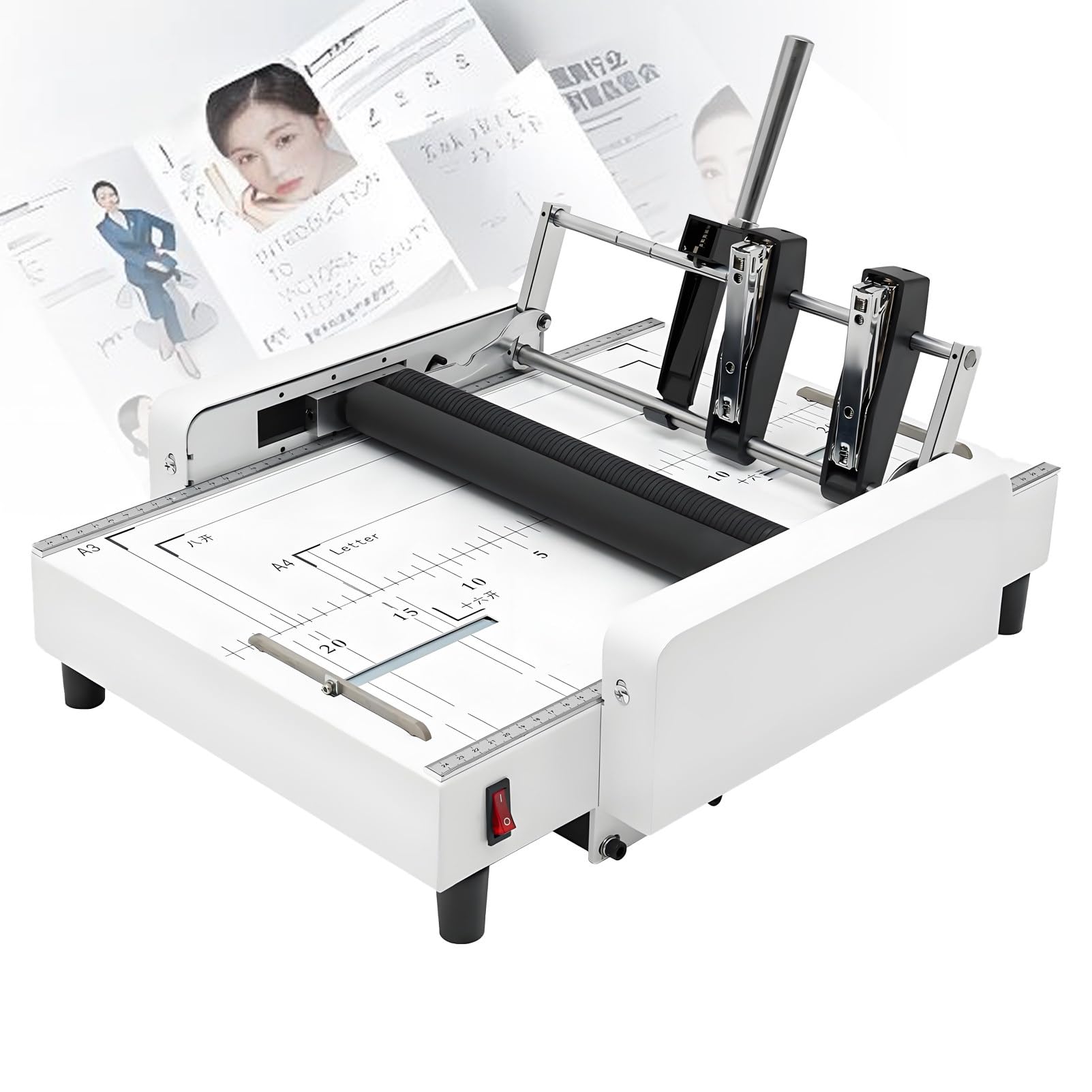 Pinzatrice per Libretti, Macchina Automatica per la creazione di Libretti, pinzatrice e piegatrice per Fogli A3 2 in 1, 11,7" x16,5 Max, 300 Libri/Ora, per brochure, manuali, inviti