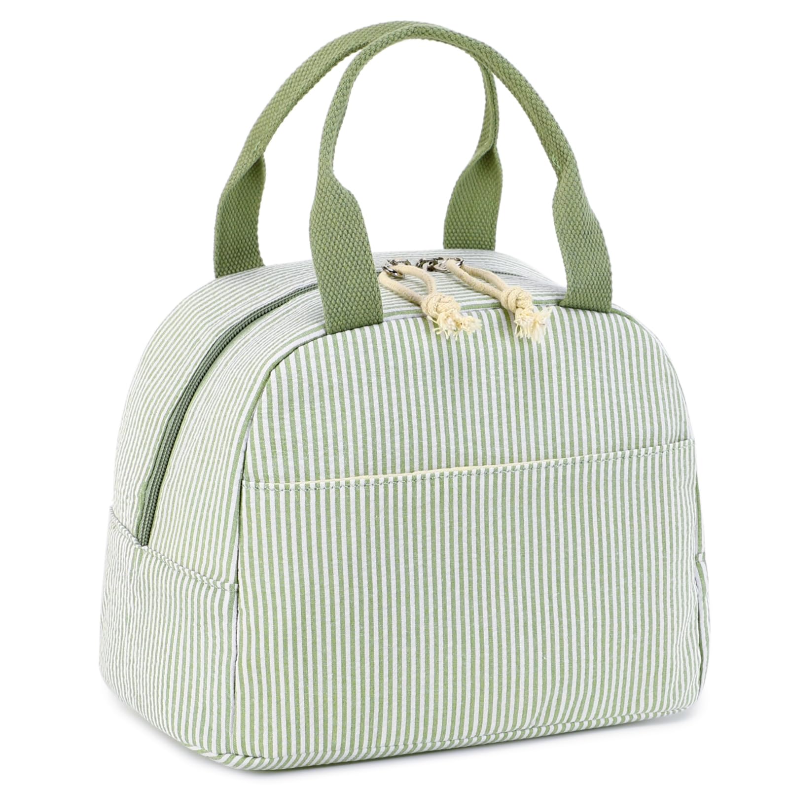 CAMTOP Lunch Box Kids Insulated Lunch Bag Large Reusable Leakproof Cooler Lunch Bags for Boys Girls School Travel Picnic (Sage Green Strip)