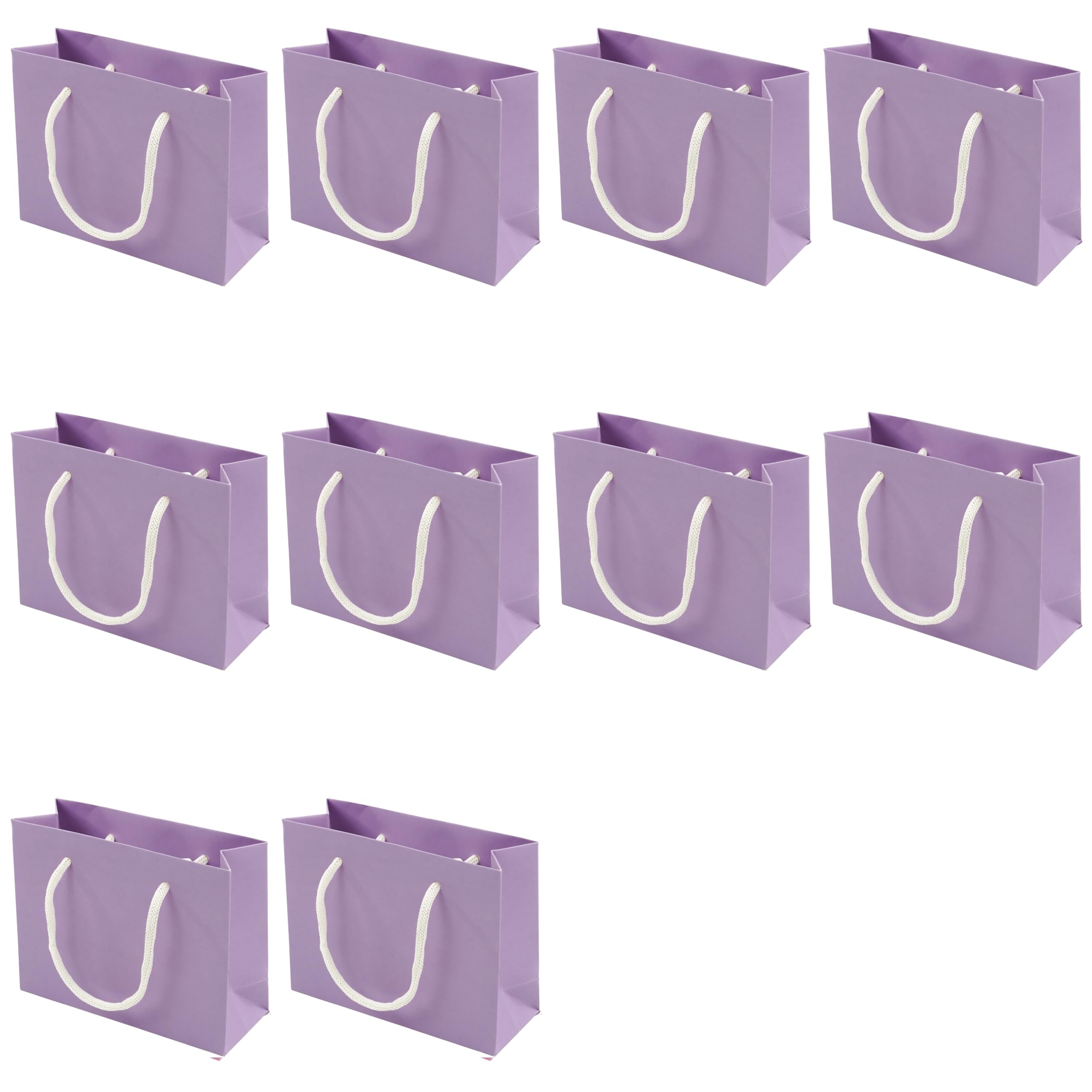 Pack of 10 Small Floral Lilac Premium Paper Gift Bags | Wide A7 (15x12x6cm) | Paper Braided Handles | FSC Certified | Plastic Free | Wedding & Party Favours