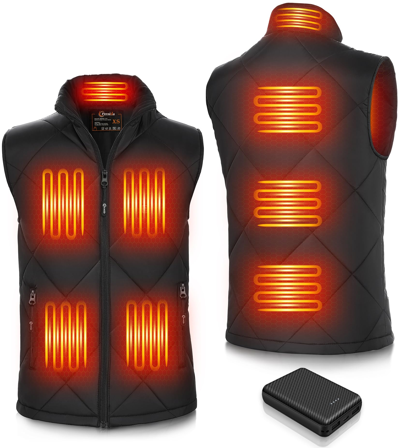 FERNIDAHeated Vest for Men & Women with Battery Pack USB 5V Thickened & Lightweight Heated Vest for Outdoor Body Warm