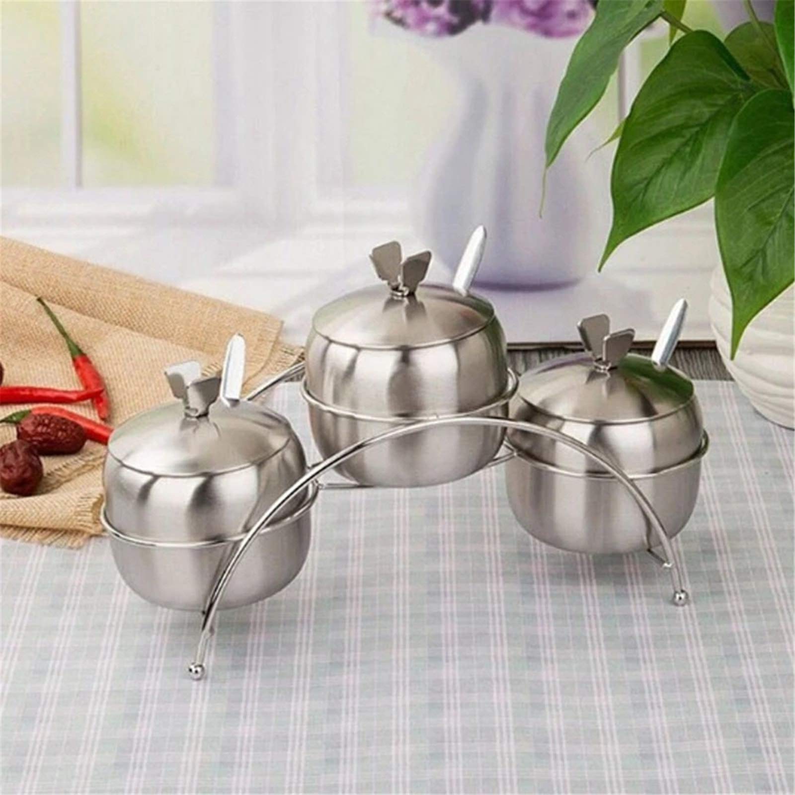 SAeWare Estante de especias de acero inoxidable para especias, organizador de condimentos, estante de cocina, plateado, 36 cm, plateado, 27 cm