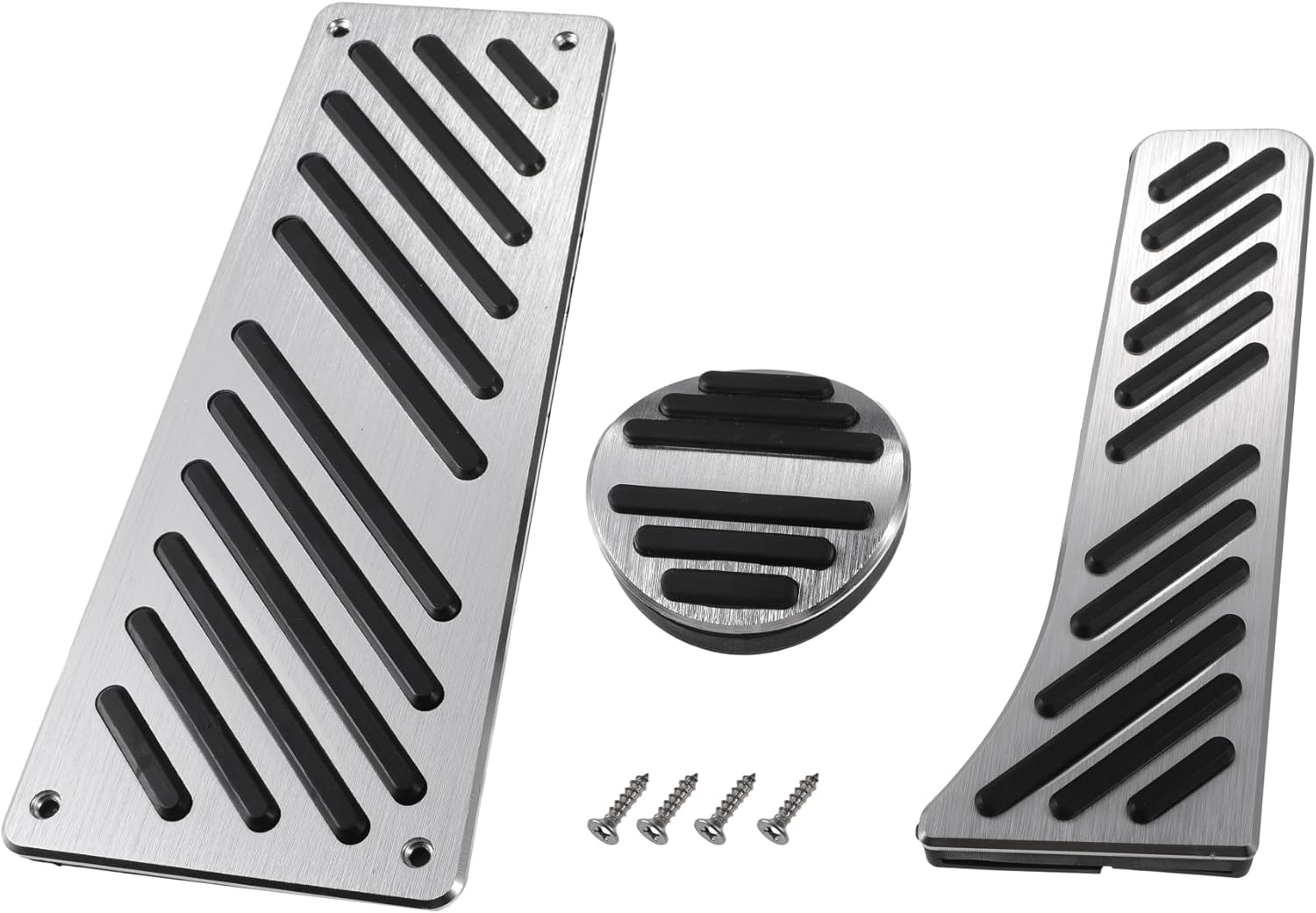 Motoforti Gas Accelerator Brake Foot Rest Pedals Pad Covers, for Mercedes Benz Smart Fortwo 2009-2014, Metal, Black Silver Tone, 1 Set
