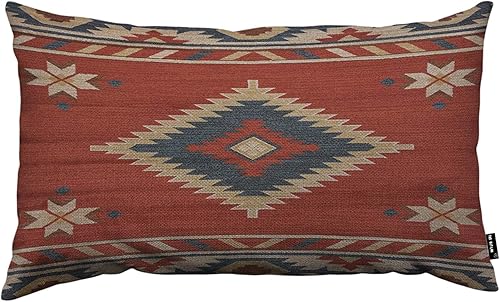 TKS MITLAN Fundas de almohada de estilo vintage del suroeste de 12 x 20 pulgadas, con textura de cachemira, fundas de almohada decorativas de lino