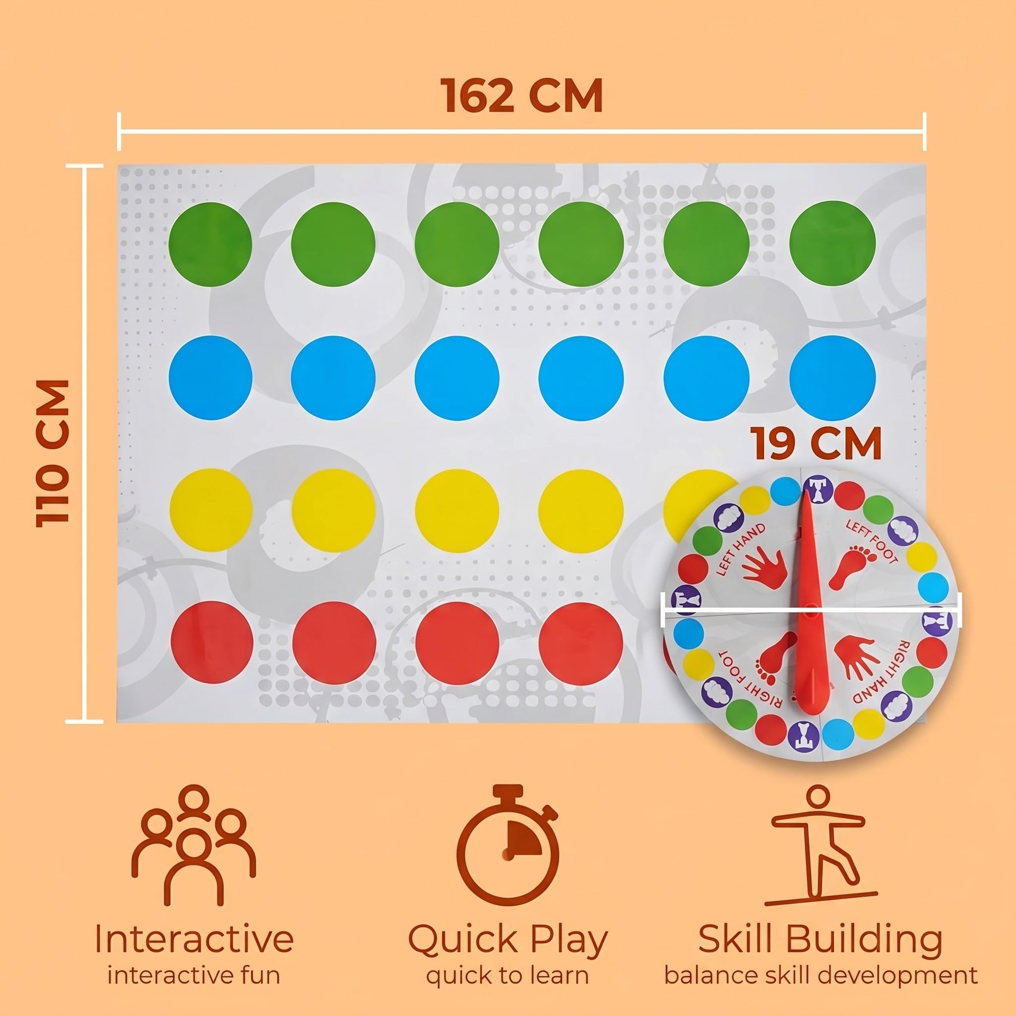Juego Twister divertido, juego Twister para niños de 6 años en adelante, para 2 jugadores o más, diversión interactiva para toda la familia, juego de suelo Twister con tapete