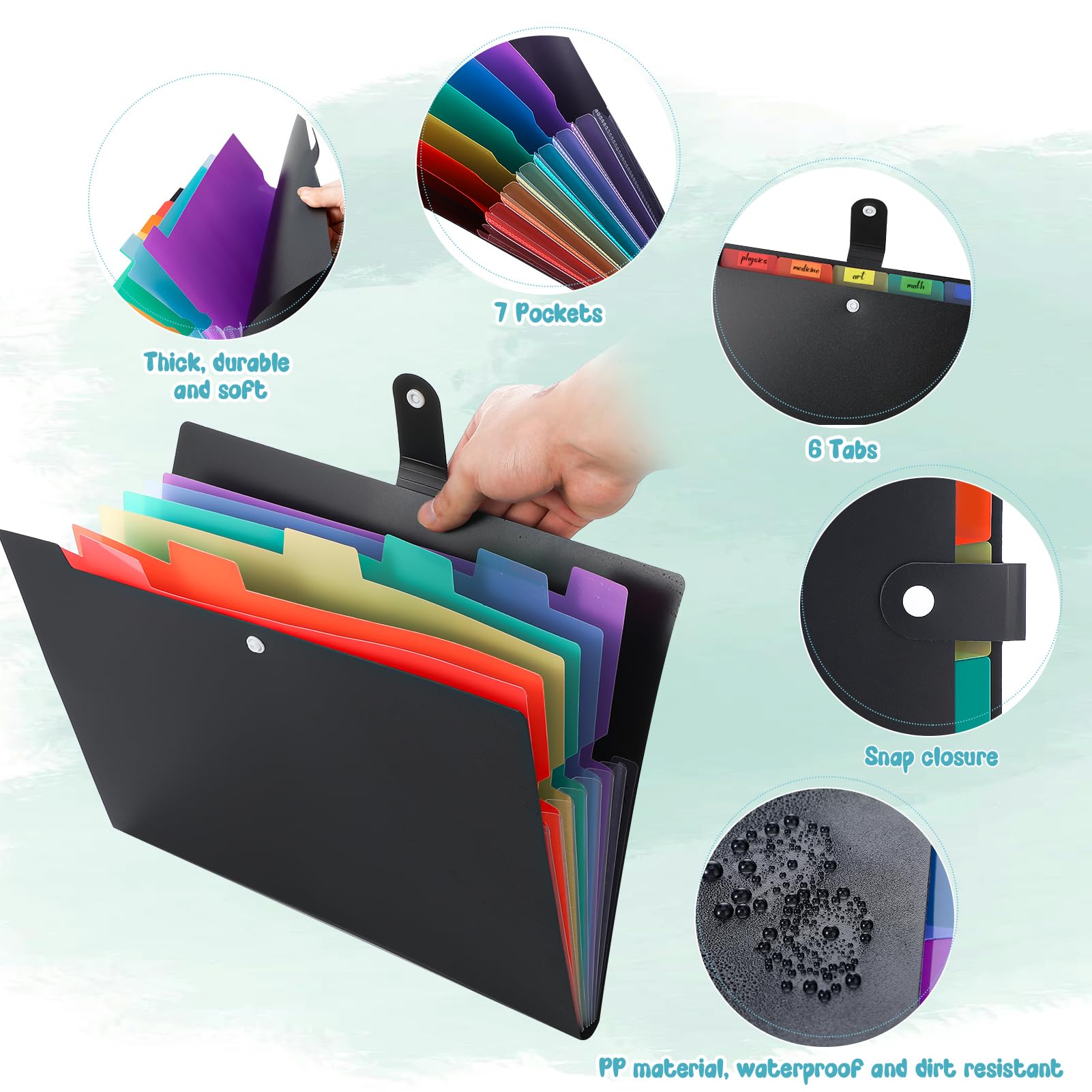 Candcamp A4 Expanding File Folder 2 Pack, 7 Pocket Document Organiser with Sticky Labels - Image 3