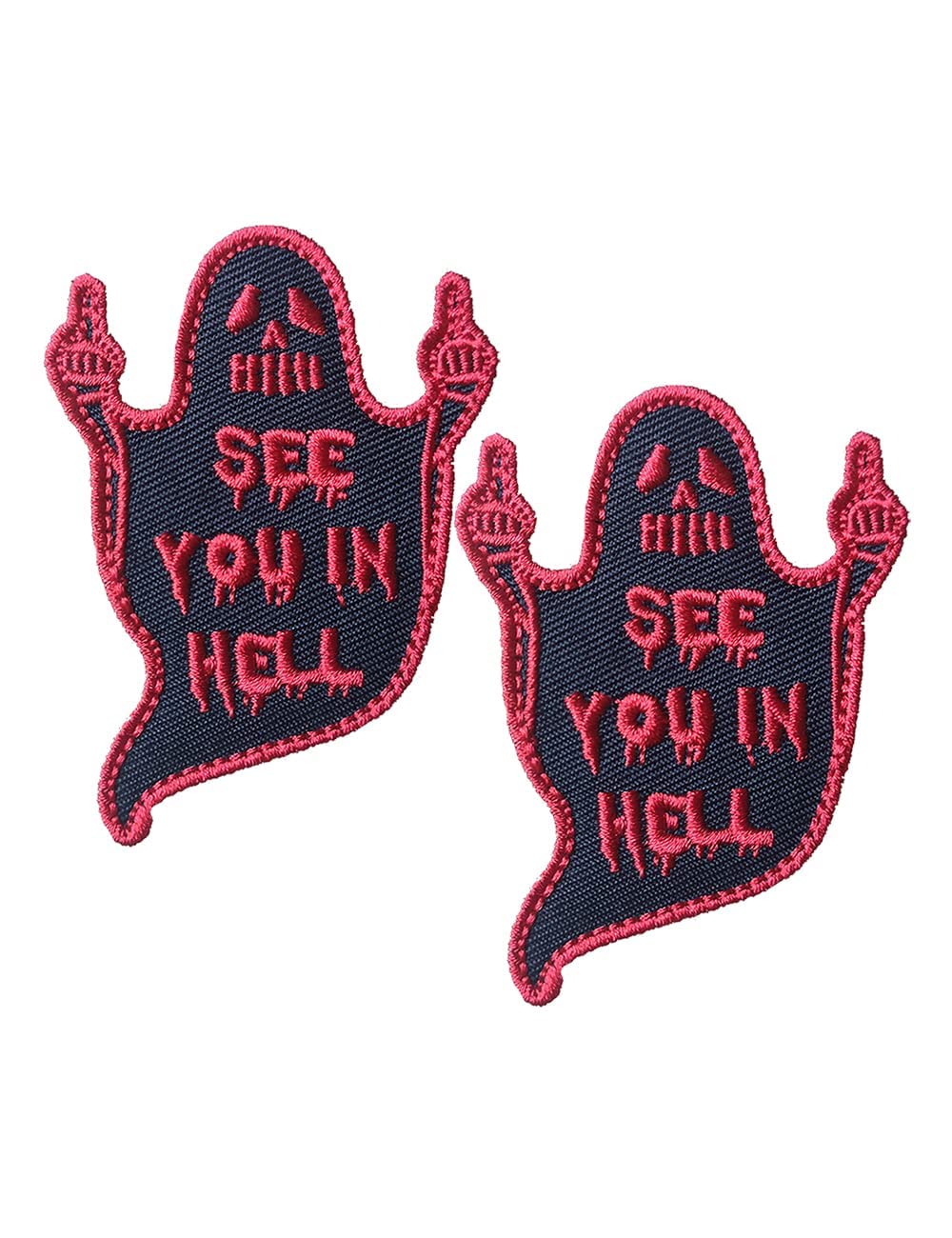 2 PCS AliPlus See You in Hell Patches Embroidered Tactical Morale Patch Hook and Loop