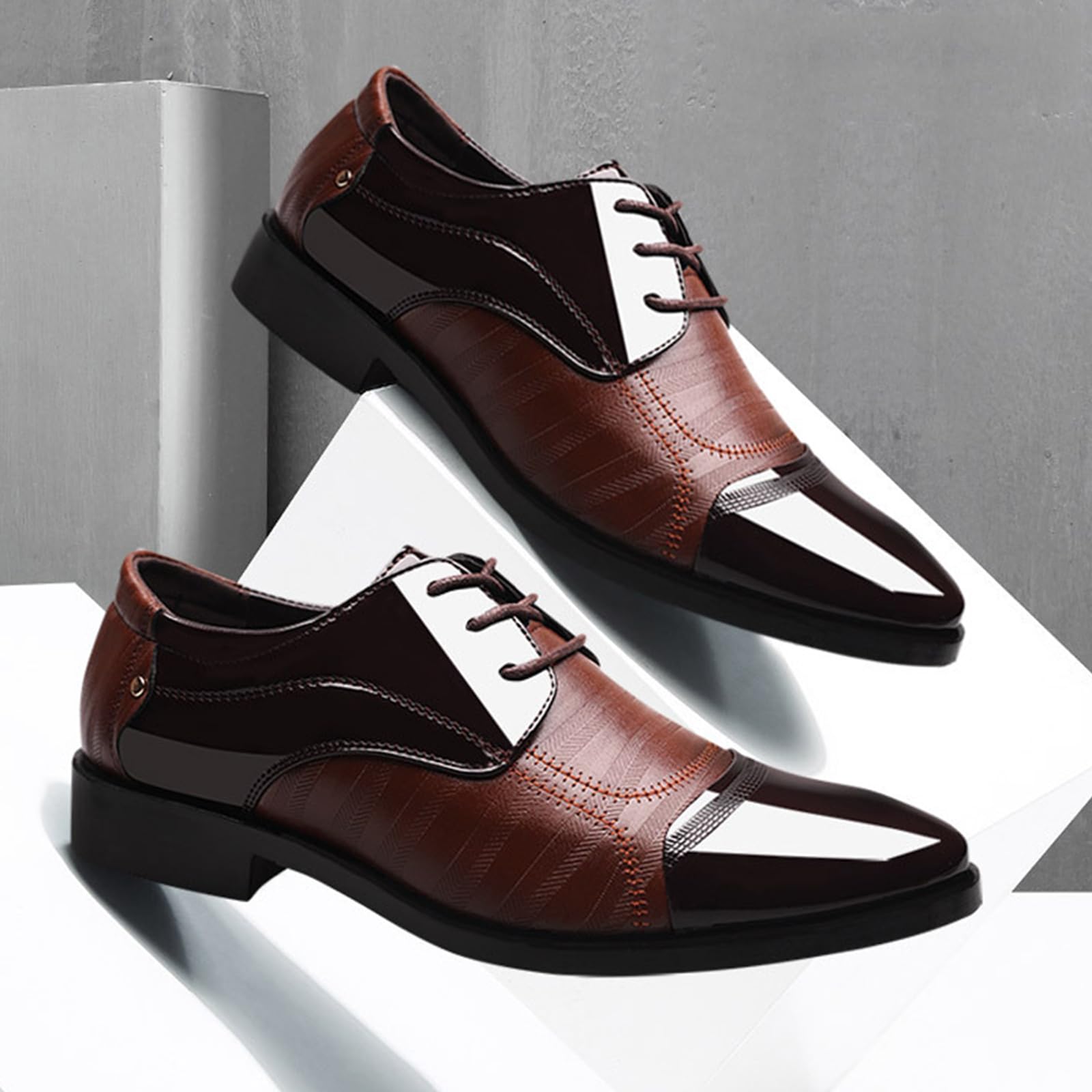 Scarpe Eleganti da Uomo Stringate A Punta Scarpe Oxford | in pelle PU antiscivolo Casual Festa Business formali Ufficio Matrimonio