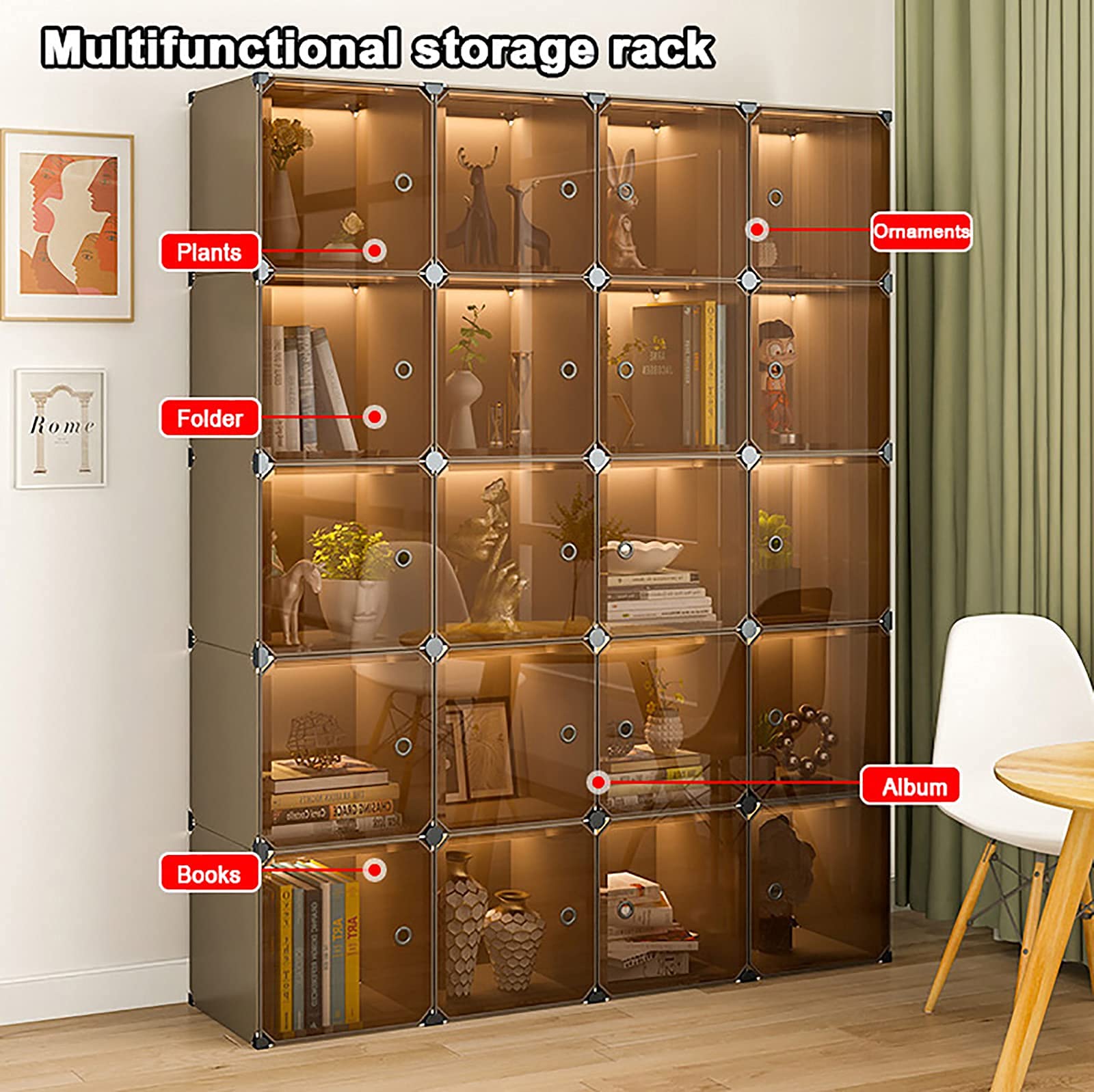 Sistema Scaffalatura Armadio Izrielar 20 Cubi - Fai Da Te Modulare Con Ante, Bianco