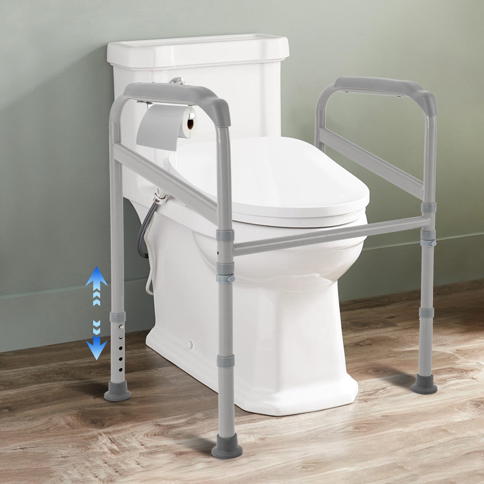 Pomoc w wstawaniu toalety dla seniorów, regulacja wysokości 65-86 cm, nośność 200 kg, wytrzymała, pomoc w wstawaniu, uchwyt do toalety, podwyższenie deski sedesowej, uchwyt bez wiercenia