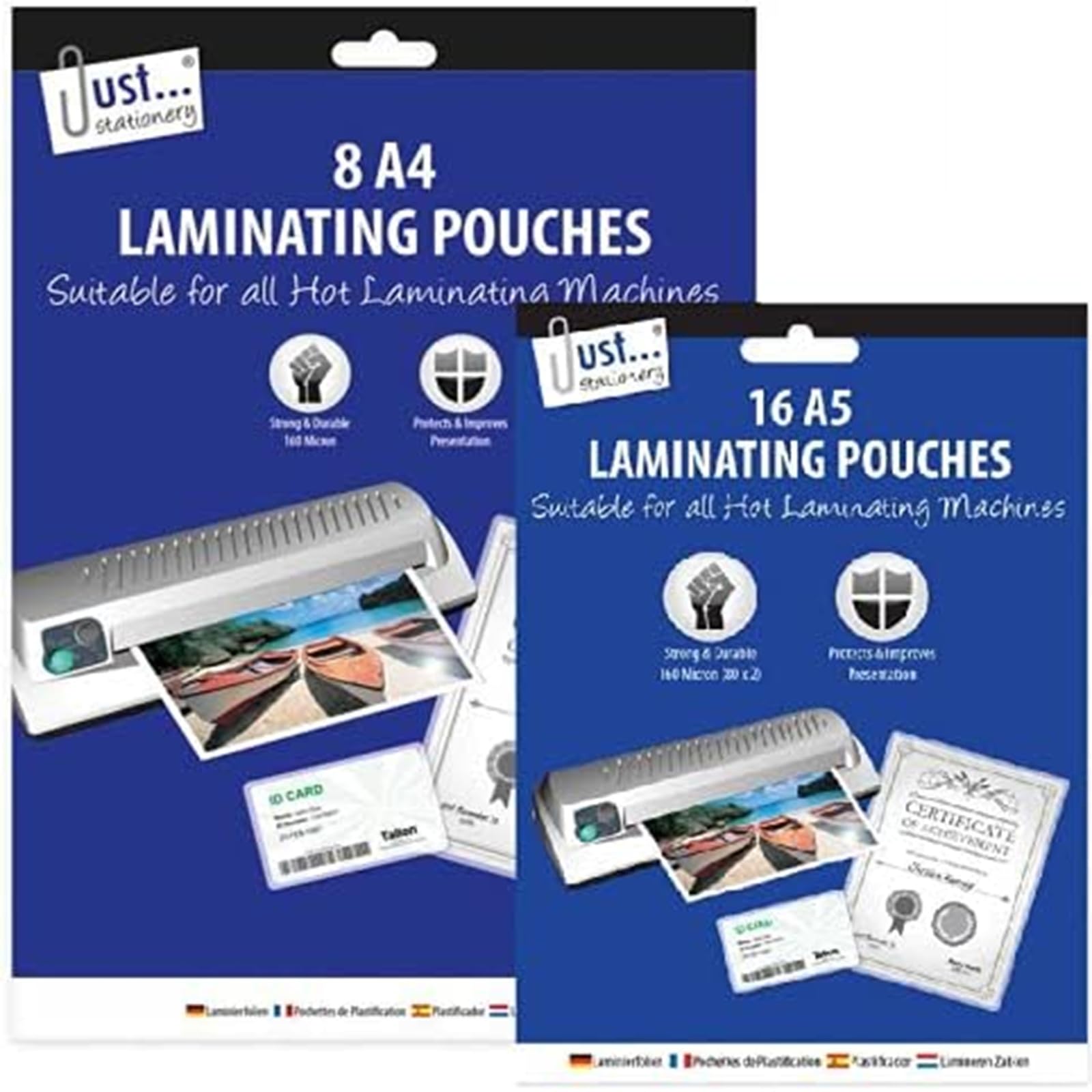 PSO A4/A5 Laminating Pouches Gloss Laminator Laminate Sheets Sleeves 140-70x2 Micron (A5 32 Pouches)