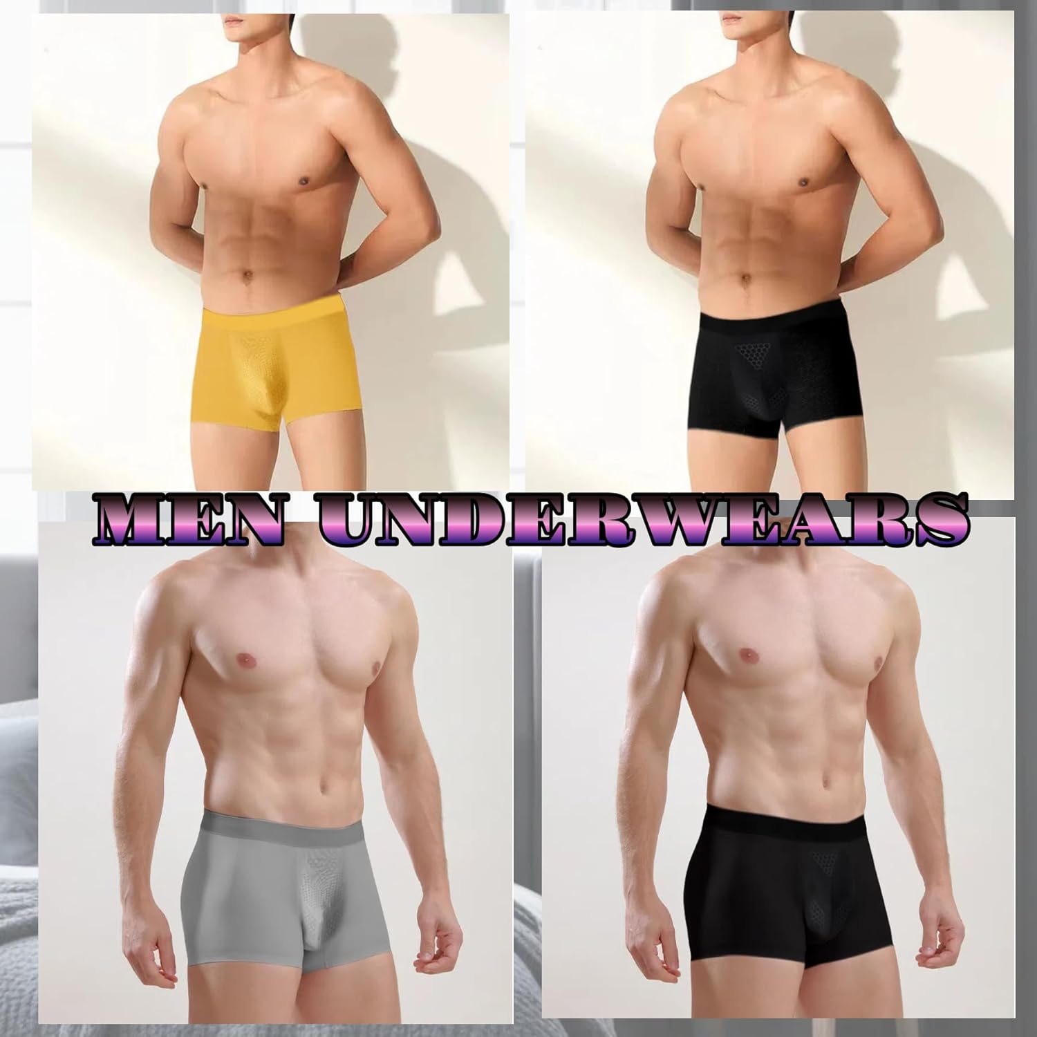 Ultra-Soft Young Men's Boxer Briefs 4 Pack, 3D Breathable Pouch Modal Trunks Moisture-Wicking Stretch Underwear - Image 4