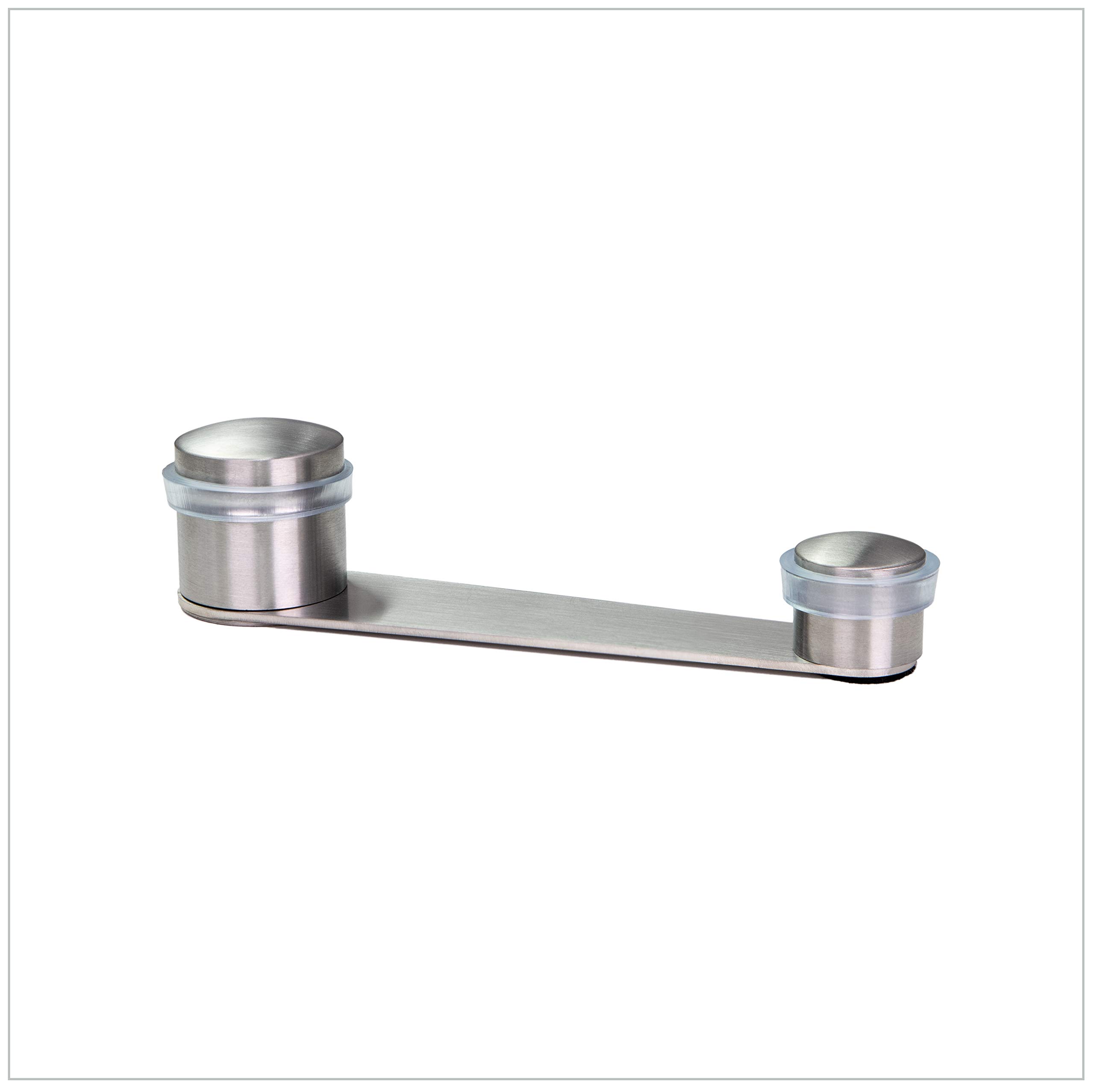 Evi Herrajes 152-T | Retainer Stop For Door | Stainless Steel Matte Finish - Transparent Rubber | Useful Hole 70 Mm Thick | Adhesive Fixing Or With Screw+Dowel | Mod. I
