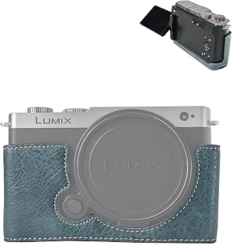 VOVMOEYA Protective Camera Case for Panasonic LUMIX S9,LUMIX DC-S9 Half Case With Soft microfiber Inner LUMIX S9 Mirrorless Camera cover Function Well 1/4"-20 hole Retro PU Litchi stria-Dusty Blue