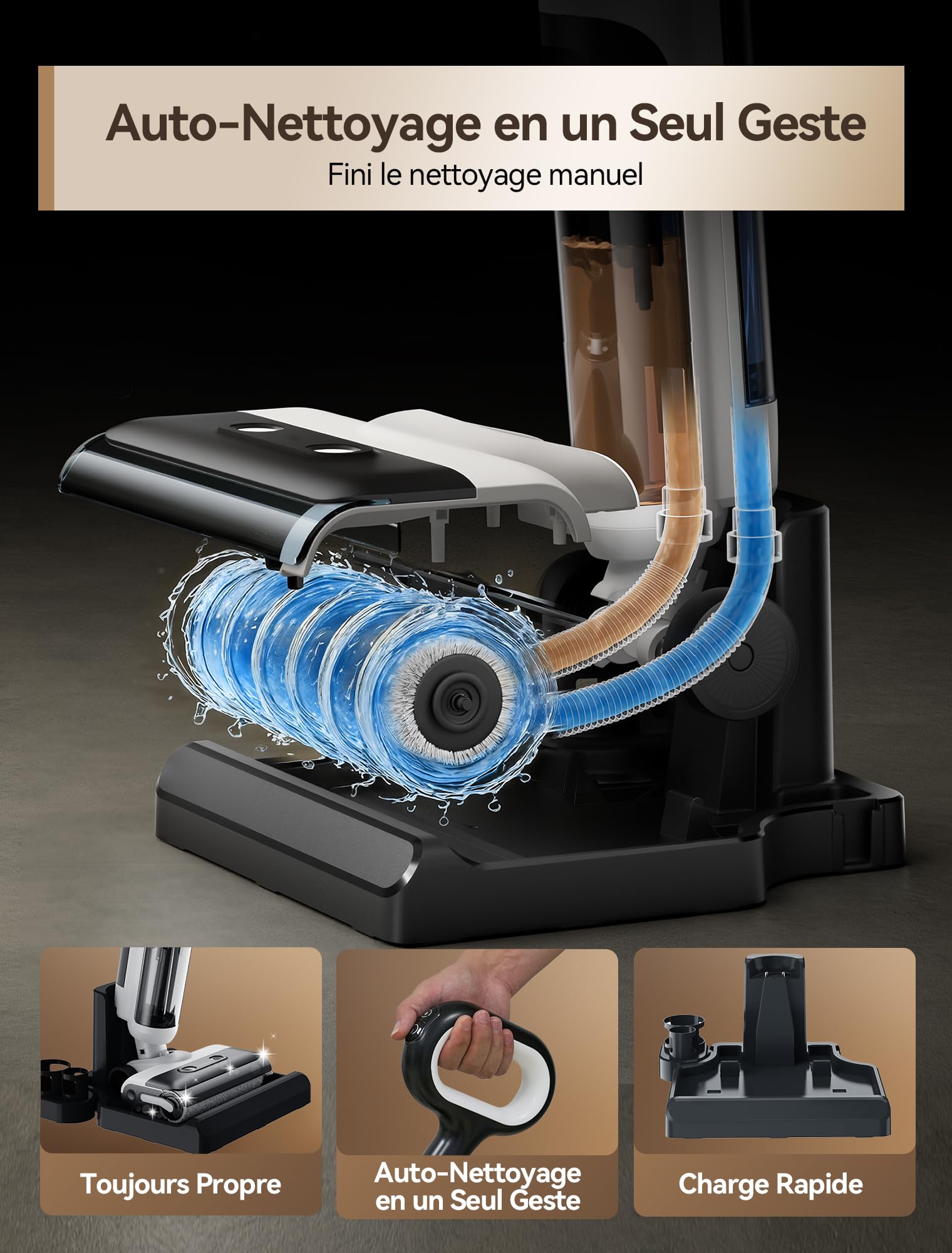 H13 Aspirateur Laveur Balai Sans Fil, 23 000 Pa d’Aspiration, 75 min d’Autonomie, Sans Fil 2-en-1, AI SmoothDrive avec Entraînement Assisté, Brosse Anti-Enchevêtrement Auto-Nettoyage, Double Réservoir