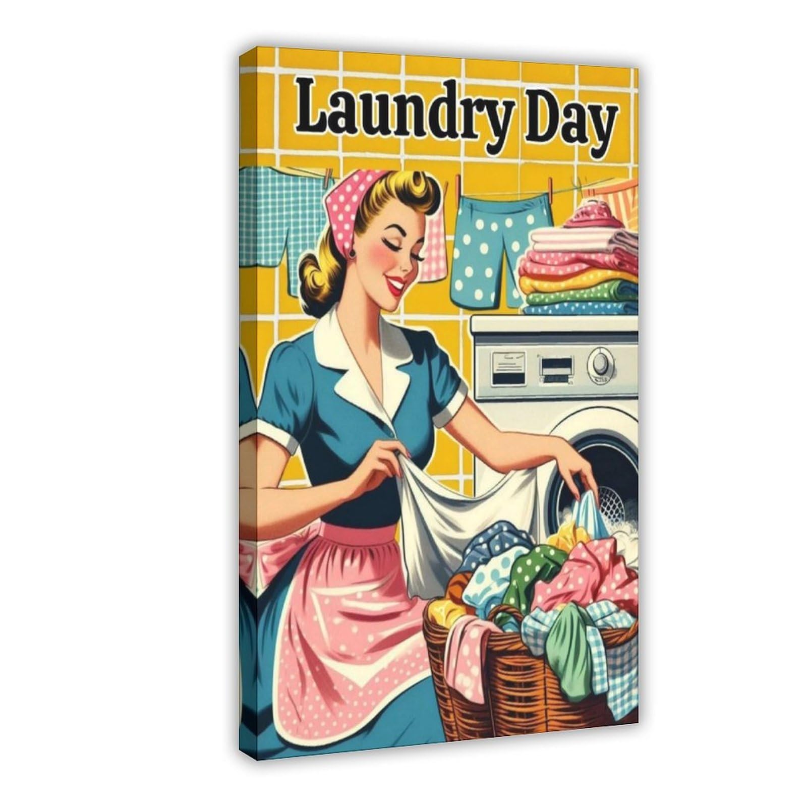 Bncedjk .1950S Retro Laundry Day Canvas Poster Wall Art Print Picture Paintings 16X24inch(40X60cm)