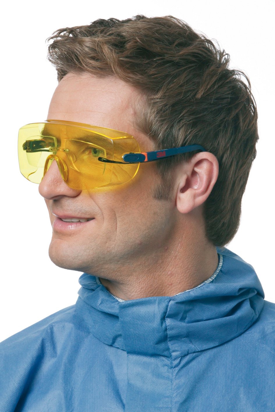 3M Okulary ochronne, 2802, bursztynowe soczewki, odporne na zarysowania, regulowana długość zauszników, rodzina żółtych kolorów