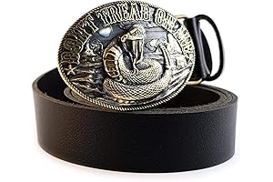 Don't Tread on Me Belt Buckle with Engraved American Flag