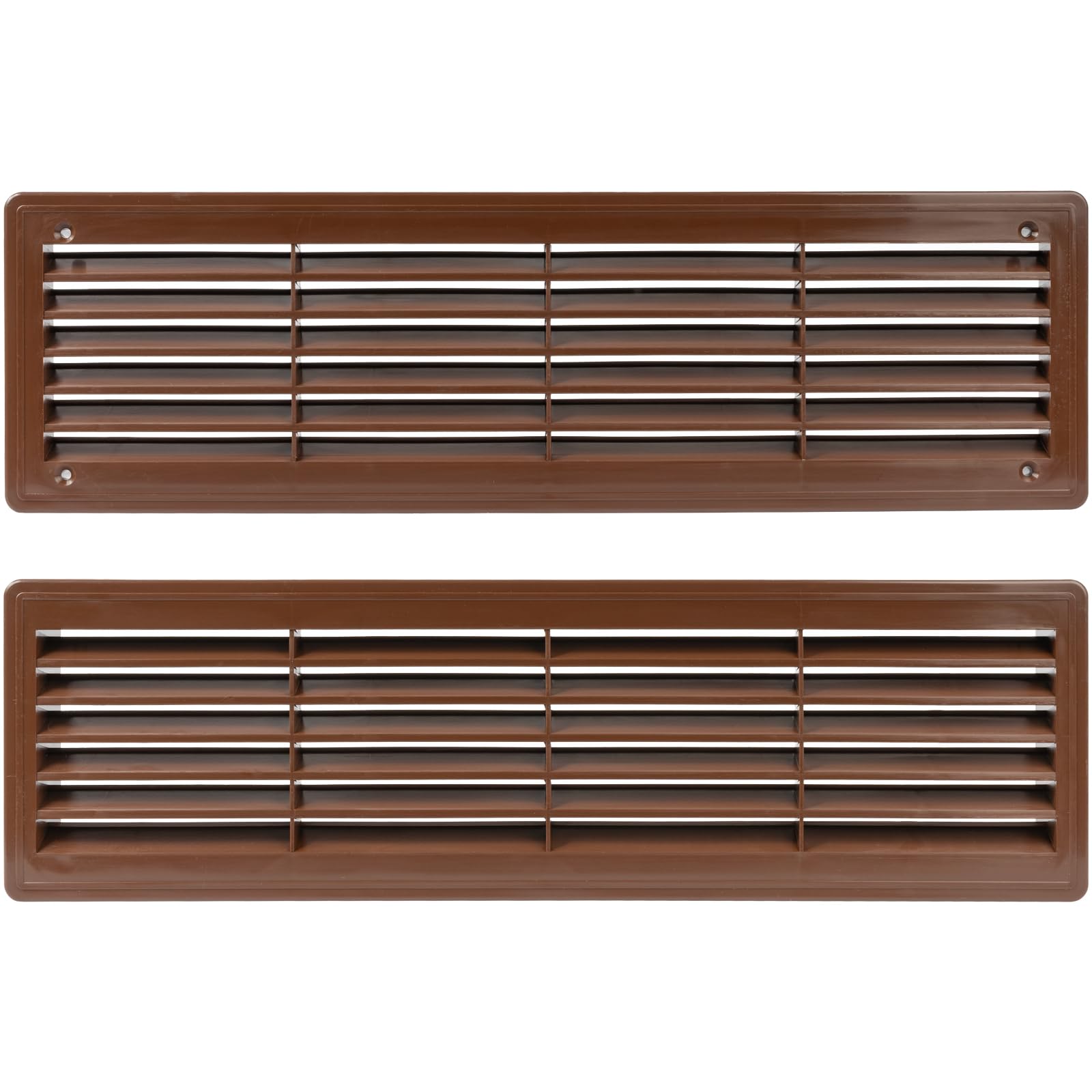 Vent Systems 450 x 120mm – Paquete de 2 – Ventilación de puerta de plástico marrón oscuro para puertas interiores de dos caras – Rejilla de ventilación – Hogar, cocina, rejilla de ventilación
