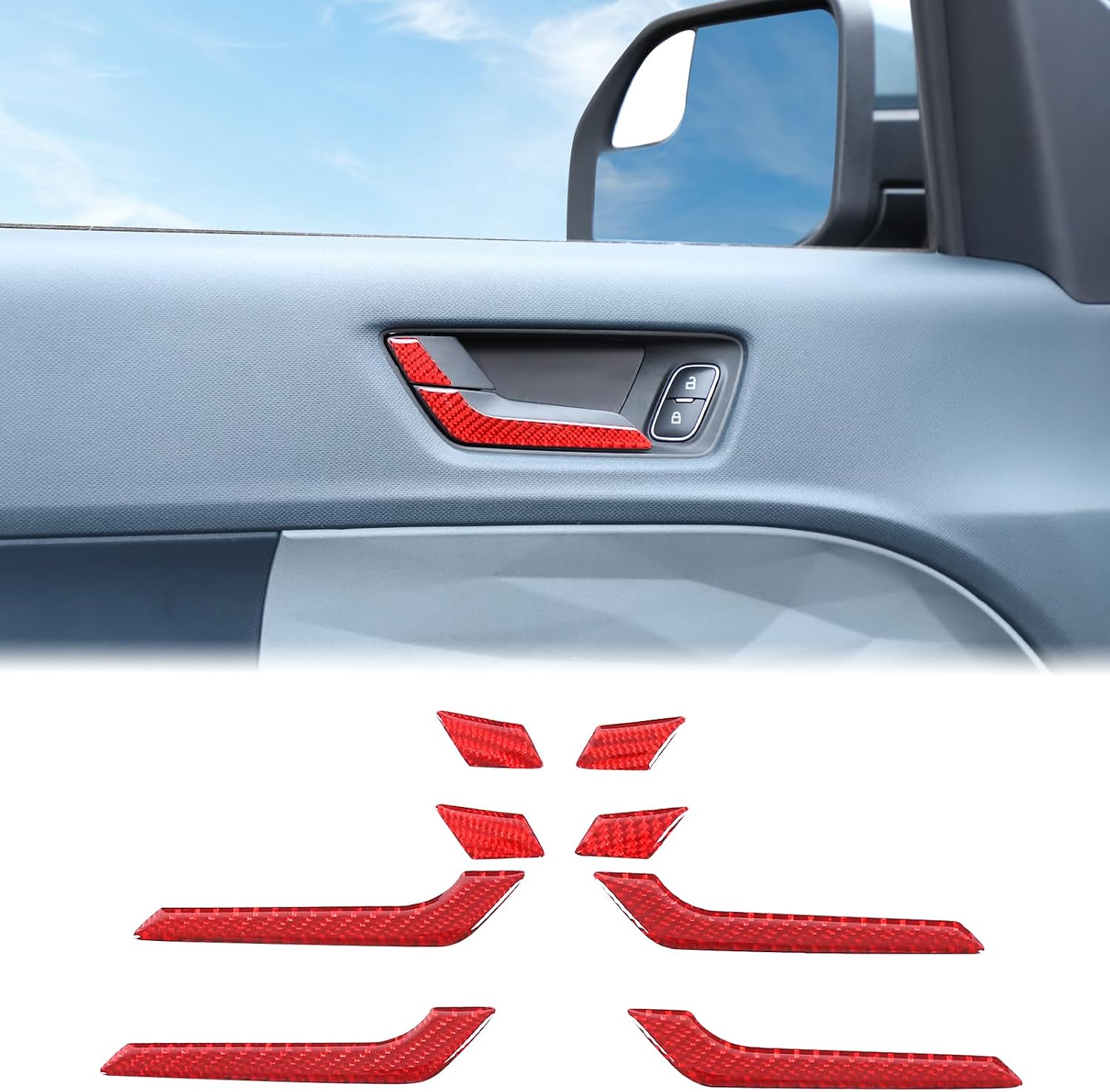 Aunginsy Inner Door Handle Protector Trim Compatible with Ford Maverick 2022-2024 2025 Car Real Carbon Fiber Front Rear Doors Handrail Handle Decorative Sticker Protection Cover Interior Accessories