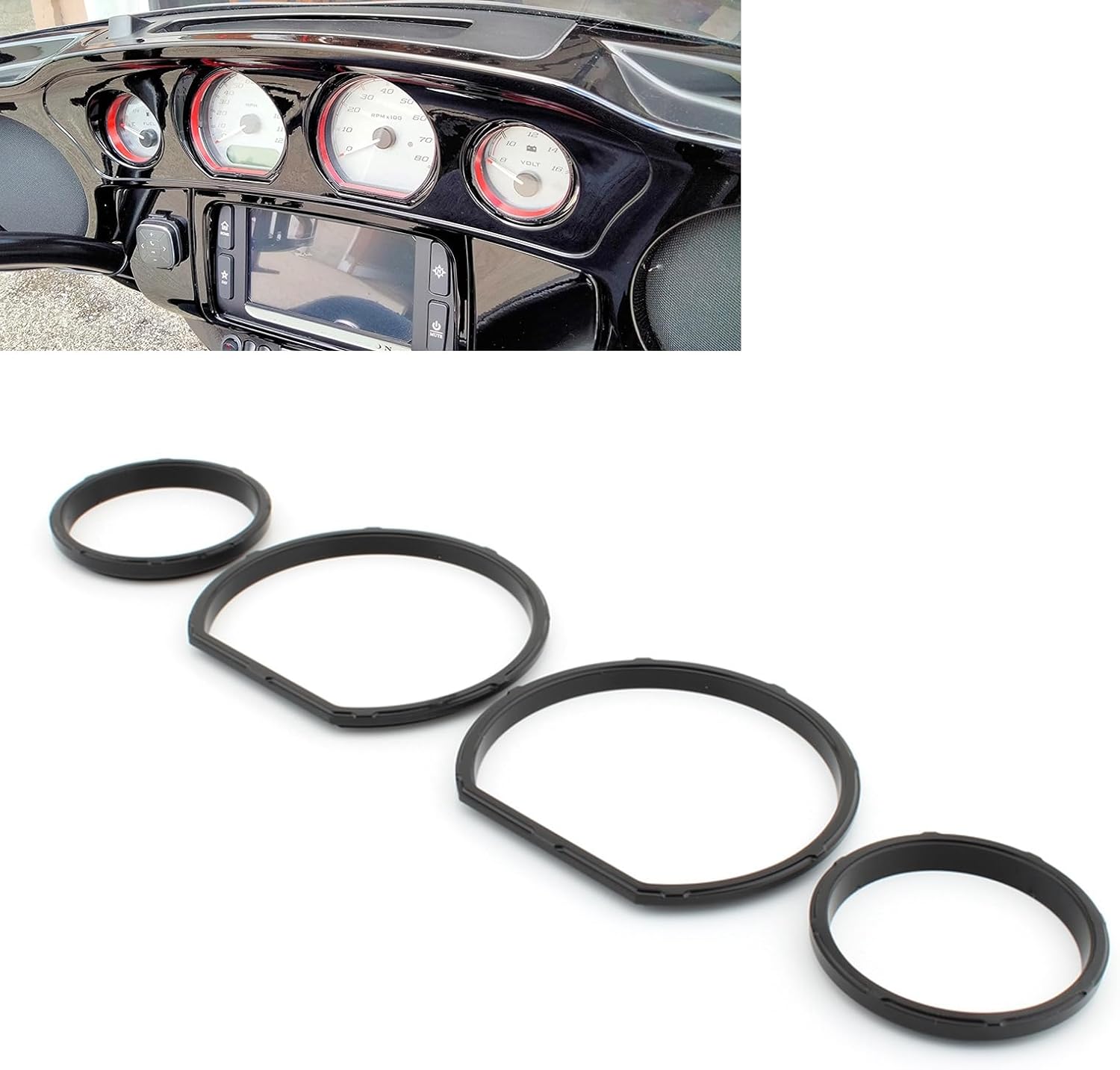 Motorcycle Instrument Board Speedometer Gauge Bezel Trim Ring Bezel Kit Trim Ring Fits For Electra Glide，Road Glide，Street Glide，Ultra Limited and Tri Glide models 2014-2023 Black