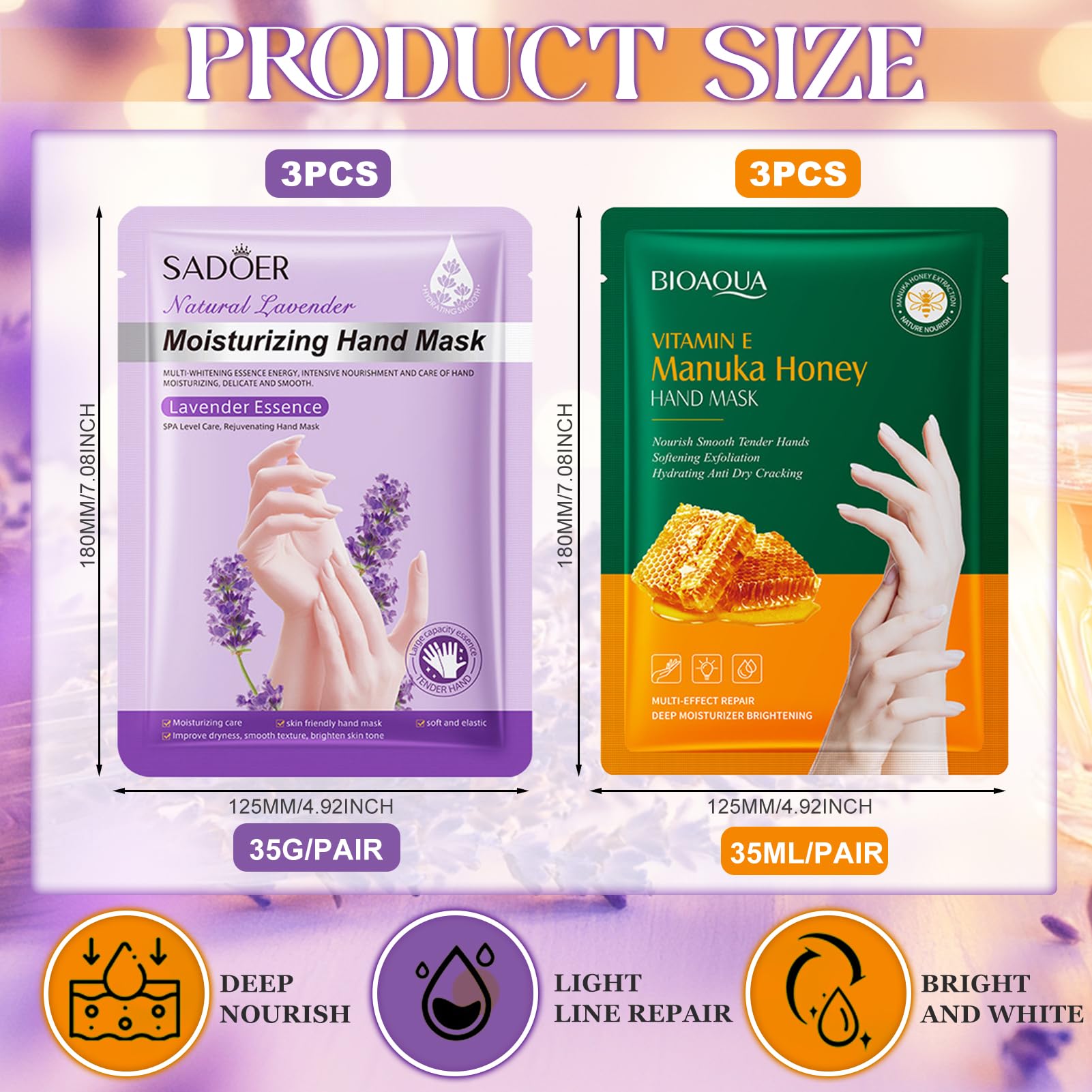 Maschera per Mani,6 Paia Maschera Mani Guanti,Miele e Lavanda Guanti Idratanti,per Invecchiamento Secco e Screpolate,Riparazione Della Pelle Ruvida (Verde)