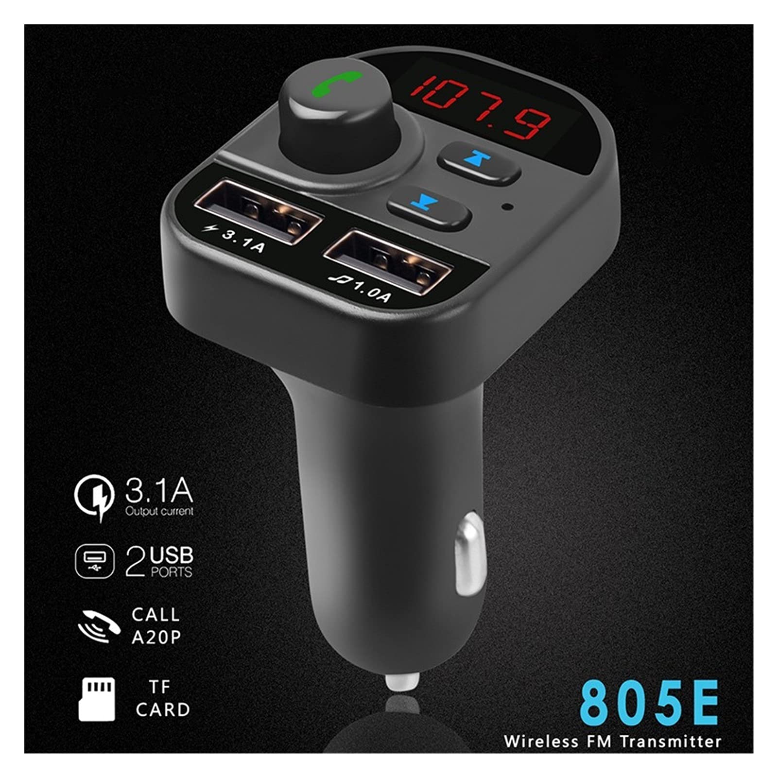 Adaptador de Audio Bluetooth 2pcs transmisor FM convertidor Bluetooth Coche Manos Libres Bluetooth inalámbrico FM Transmisor modulador LCD MP3 Jugador USB Kit de Cargador