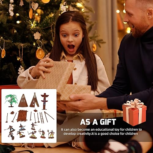 Miniatura 8 de Kisangel Juego de 2 juegos de indios de vaqueros, figuras indias imitadas, figuras de vaquero de plástico, figuras aborígenes en miniatura,