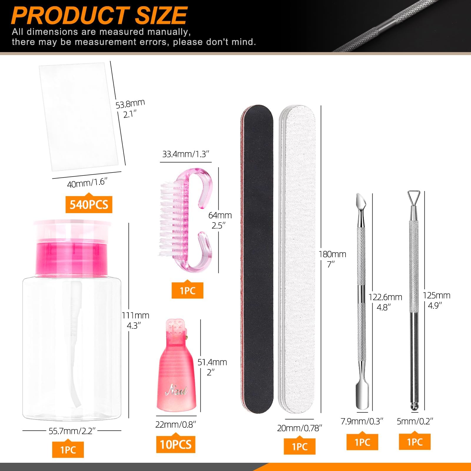 Rustark 17Pcs Gel Nail Remover Tools Kit Includes Purple Nail Remover Clips for Hands Nail Polish Remover Pump Bottle - Image 2