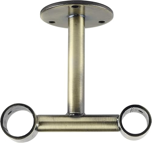 Urbanest Soporte de techo doble para barra de cortina, se adapta a barra delantera de 1 pulgada y barra trasera de 34 pulgadas, latón antiguo
