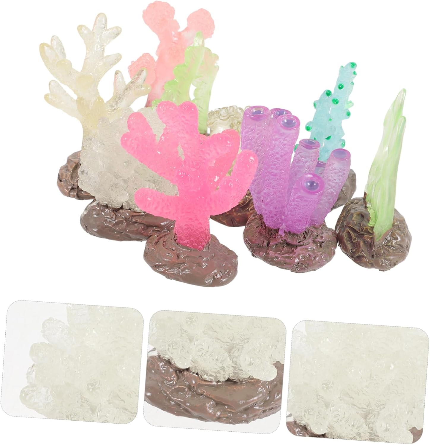 5sets Glowing Coral Decor Aquarium Plant Holder Fake Coral Aquarium Ornaments Fish Tank Decorations Artificial Coral Reef Decoration Simulation Frogfish Cave S