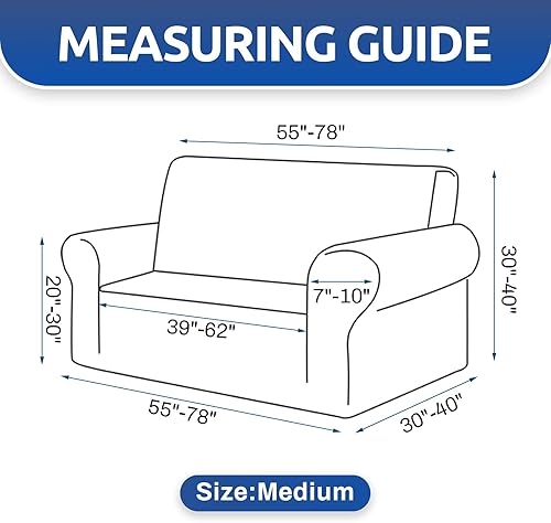 Miniatura 4 de KEKUOU Funda elástica para sofá biplaza, funda de sofá para sofá de 2 cojines (55-78 pulgadas), protector de muebles con parte inferior elástica